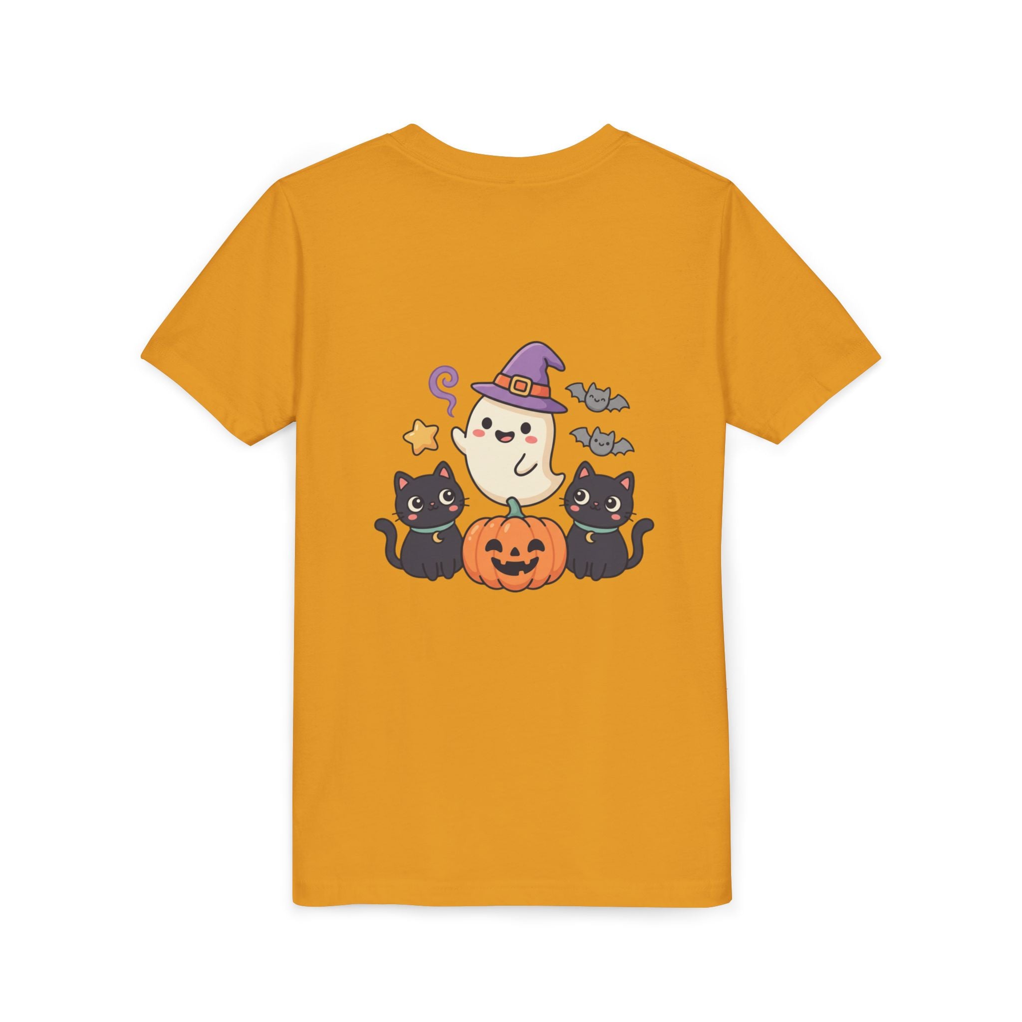 Youth Tee — "Spooky & Cute" Halloween Ghost with Black Cats Pumpkin