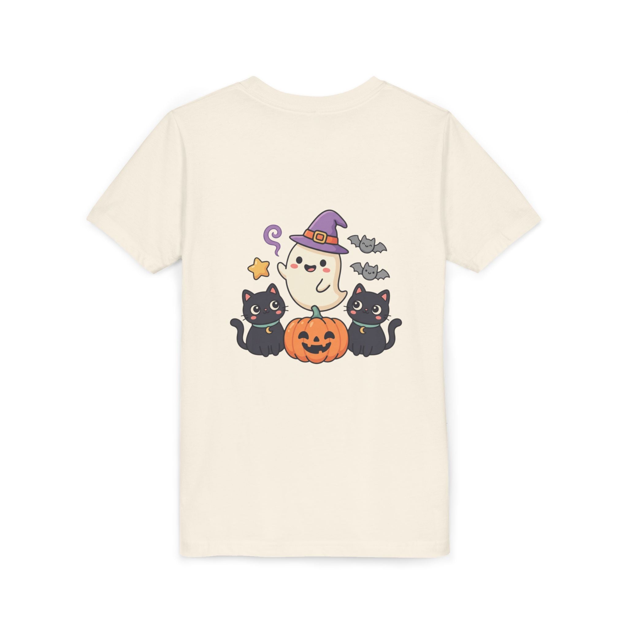 Youth Tee — "Spooky & Cute" Halloween Ghost with Black Cats Pumpkin