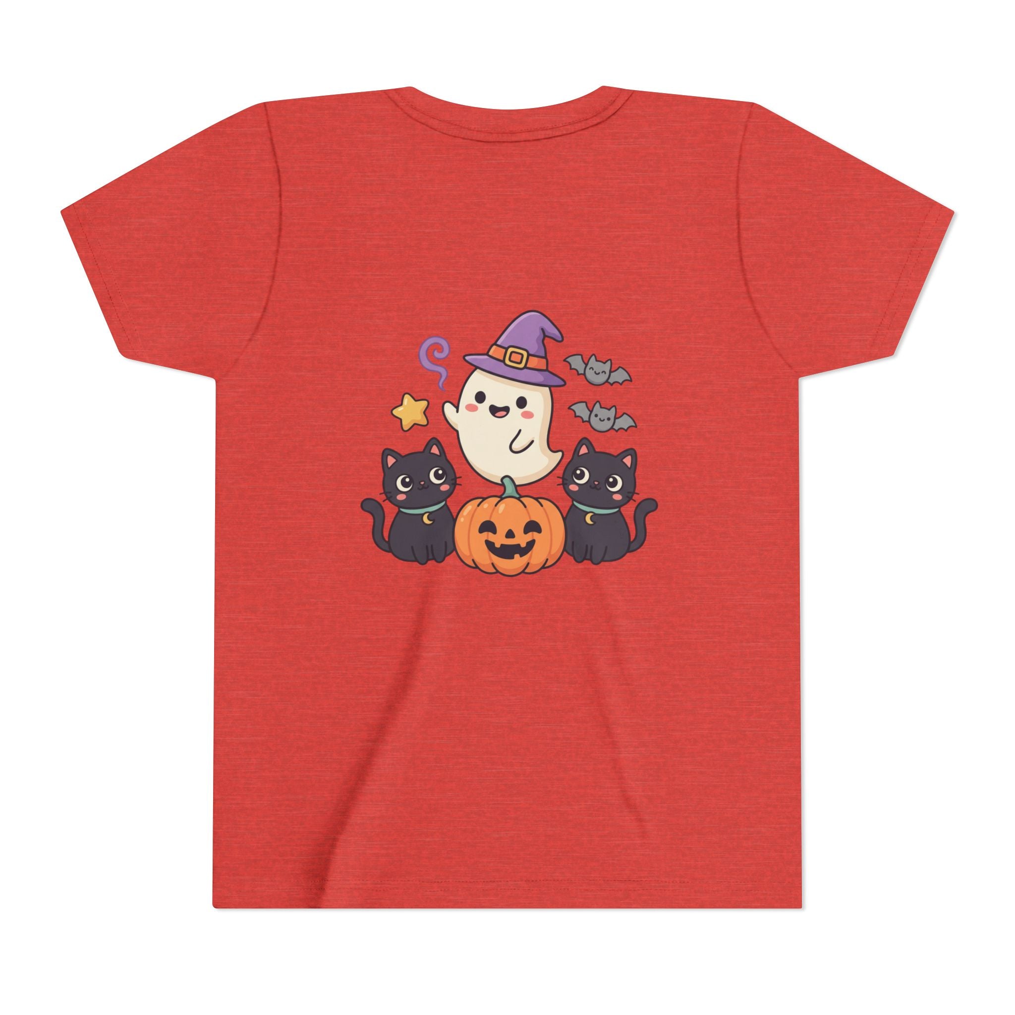 Youth Tee — "Spooky & Cute" Halloween Ghost with Black Cats Pumpkin