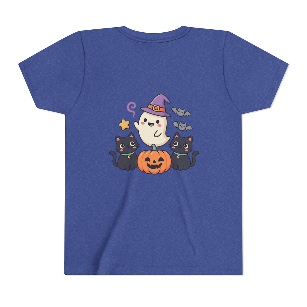 Youth Tee — "Spooky & Cute" Halloween Ghost with Black Cats Pumpkin
