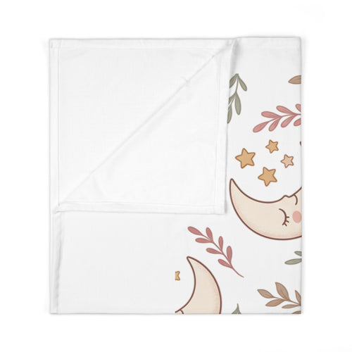 Baby Swaddle Blanket - Neutral Moon & Bunny Nursery Swaddle, Soft Newborn Receiving Blanket