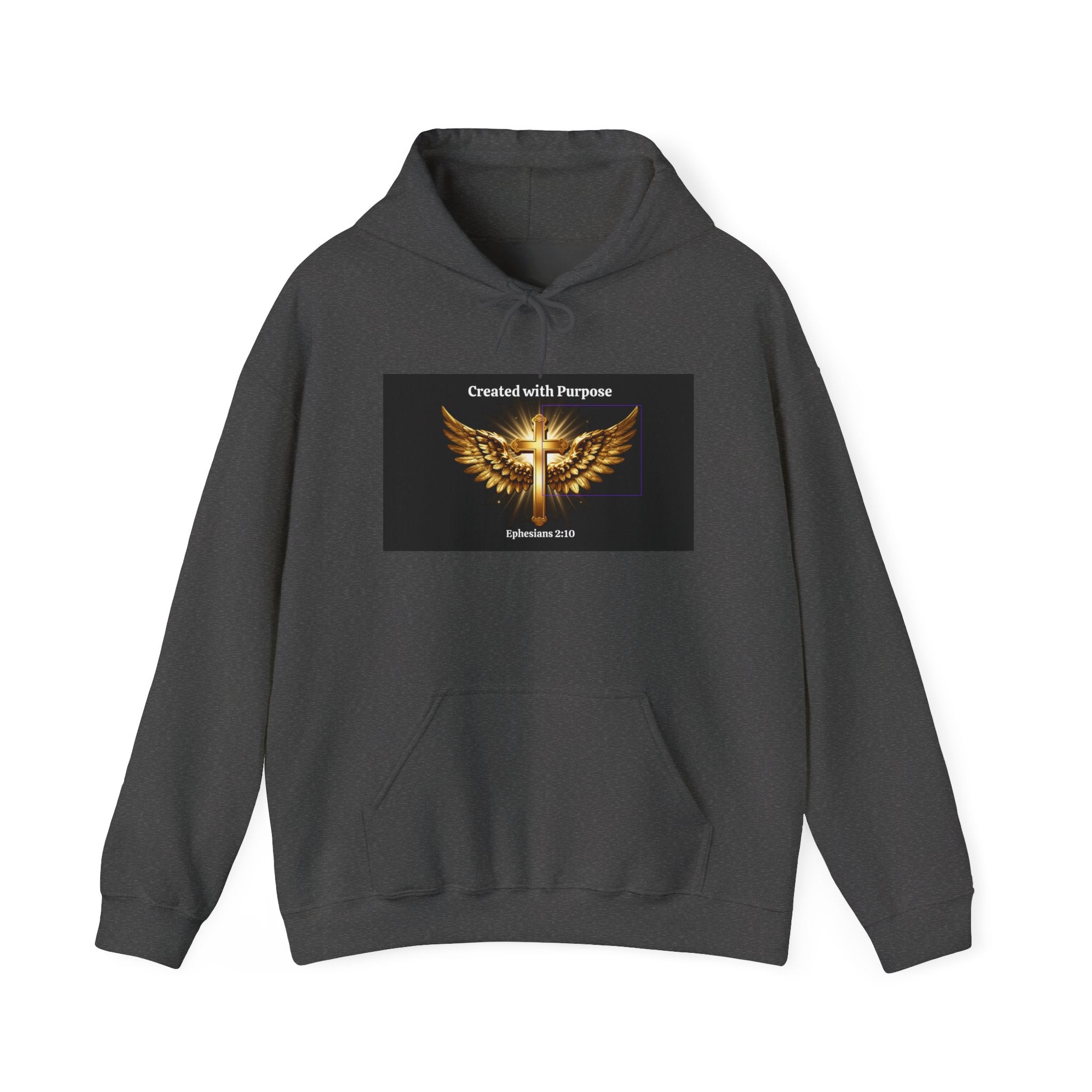 Created with Purpose Hoodie — Christian Wings Cross Sweatshirt (Psalm 139:14)