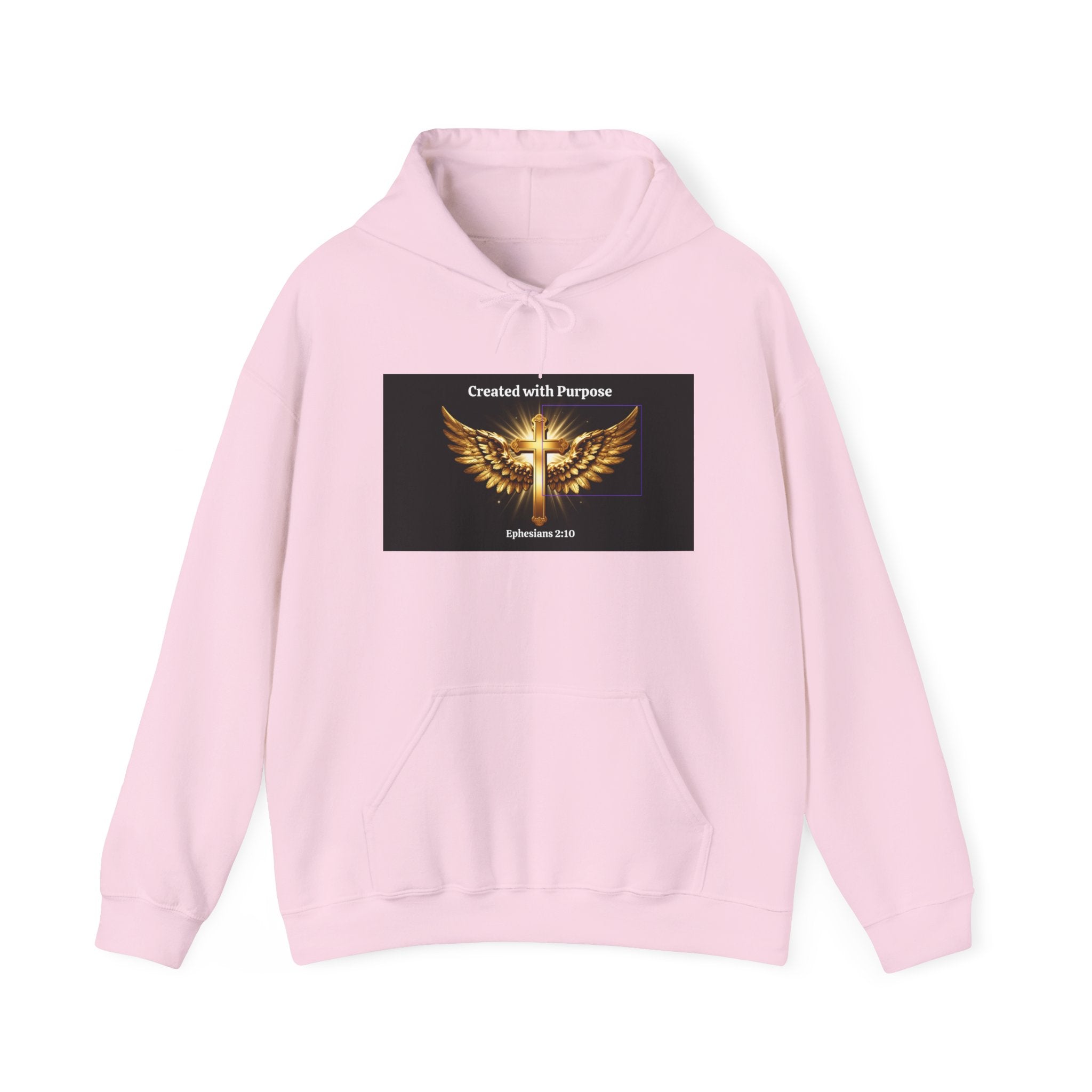 Created with Purpose Hoodie — Christian Wings Cross Sweatshirt (Psalm 139:14)