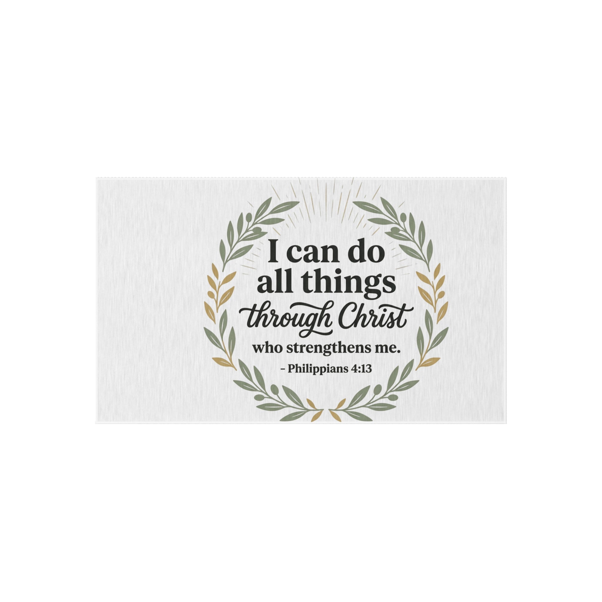 Philippians 4:13 Outdoor Rug — 'I Can Do All Things Through Christ' Wreath Doormat