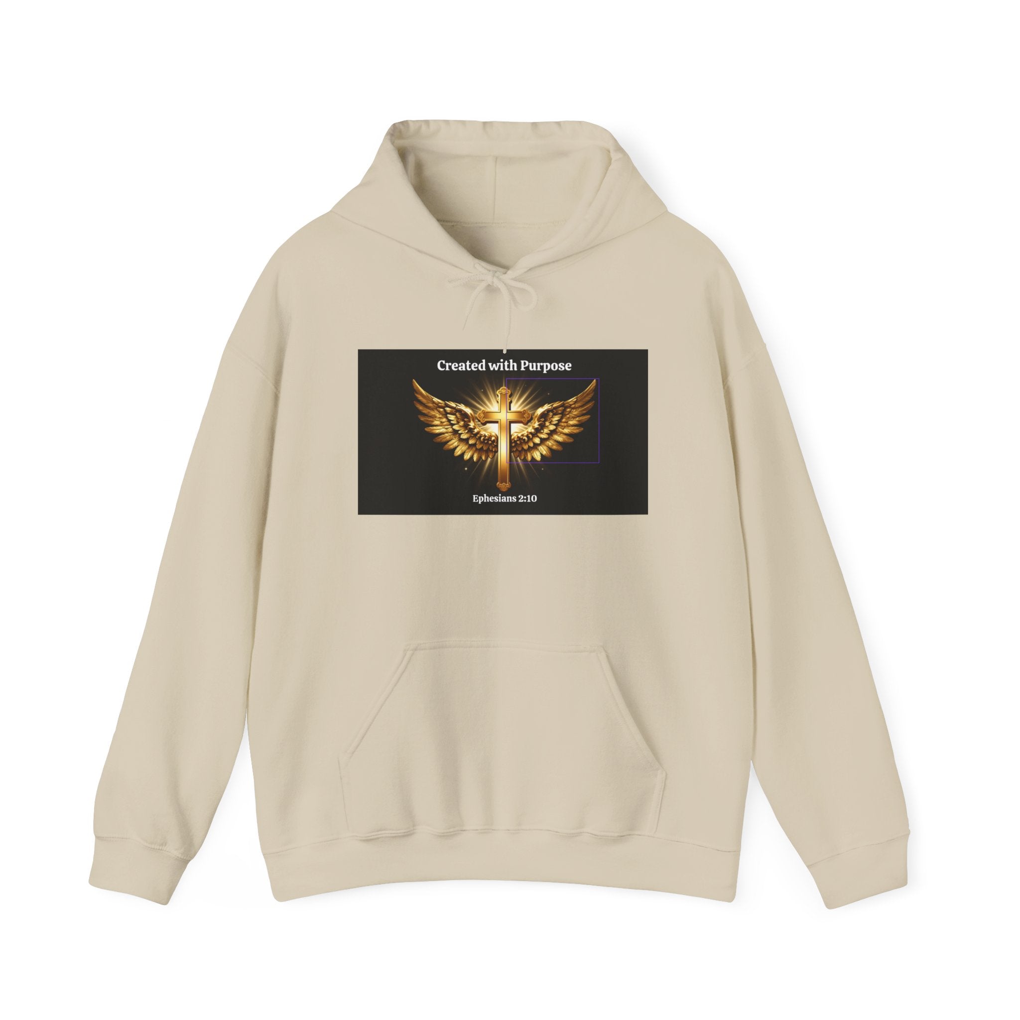 Created with Purpose Hoodie — Christian Wings Cross Sweatshirt (Psalm 139:14)