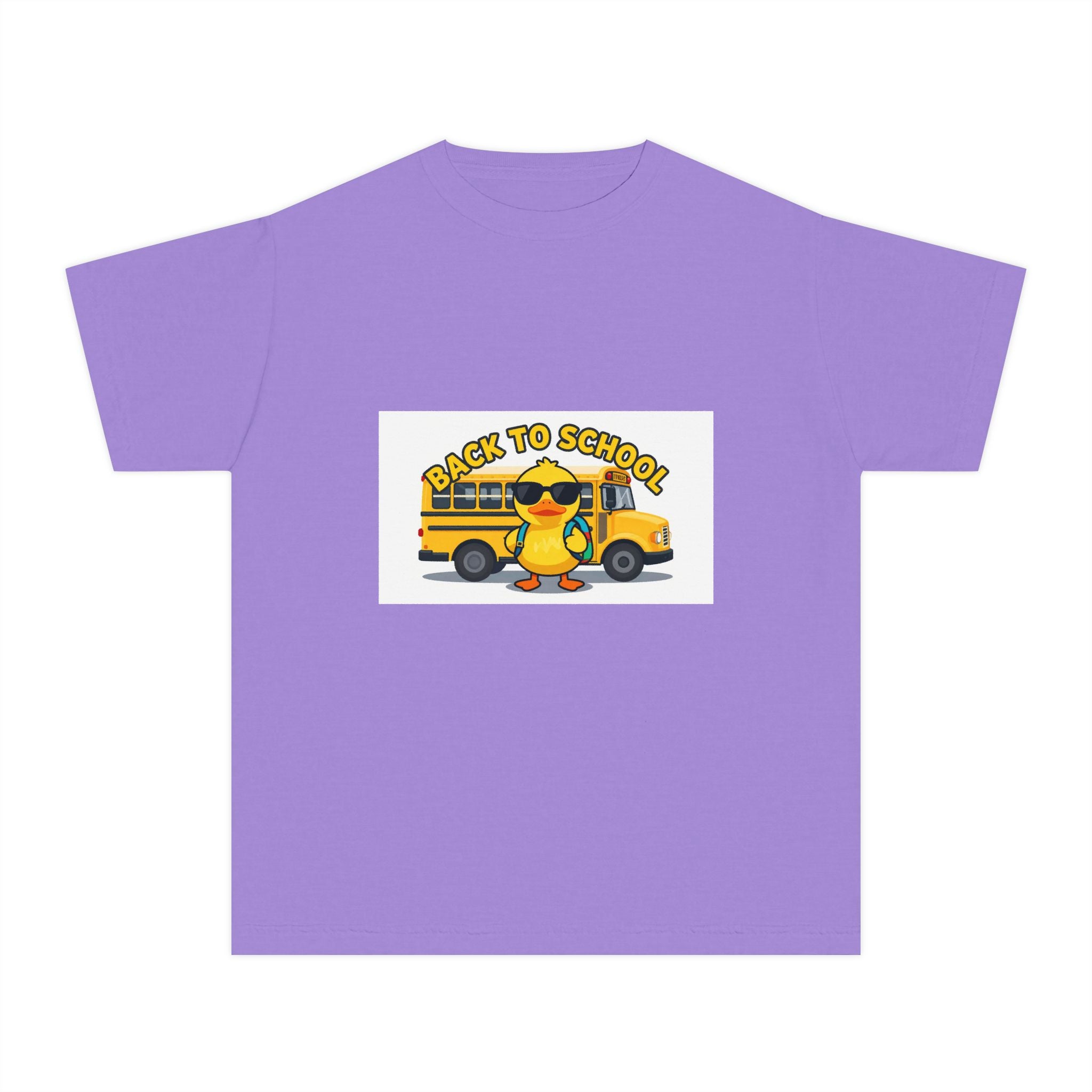 Back to School Youth Tee — Cute Duck & School Bus Kids Shirt