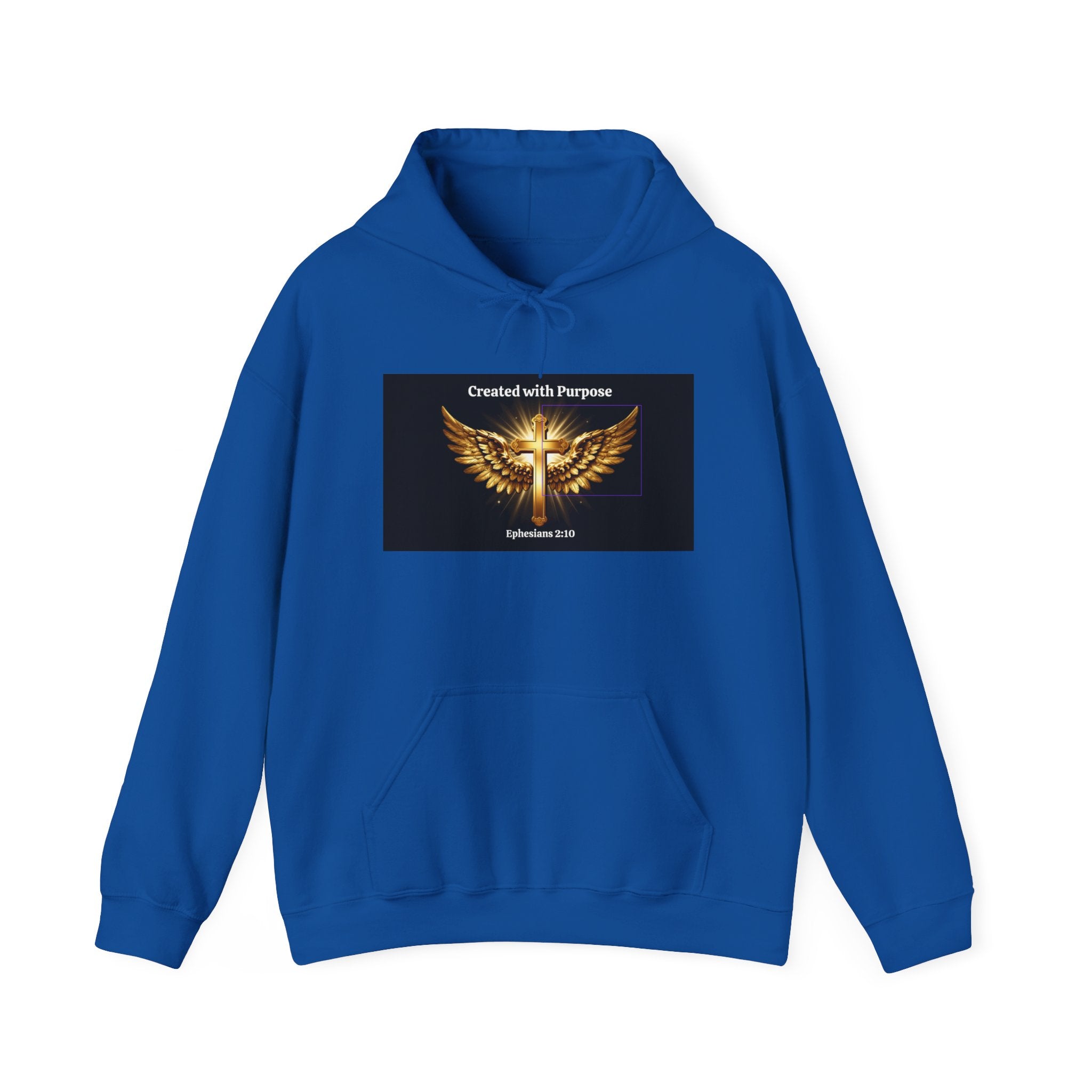 Created with Purpose Hoodie — Christian Wings Cross Sweatshirt (Psalm 139:14)