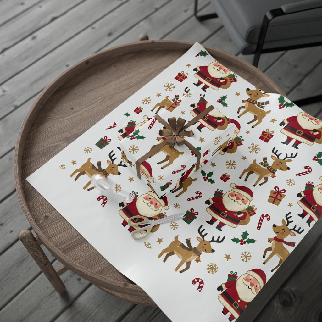 Christmas Santa & Reindeer Wrapping Paper — Festive Gift Wrap Roll