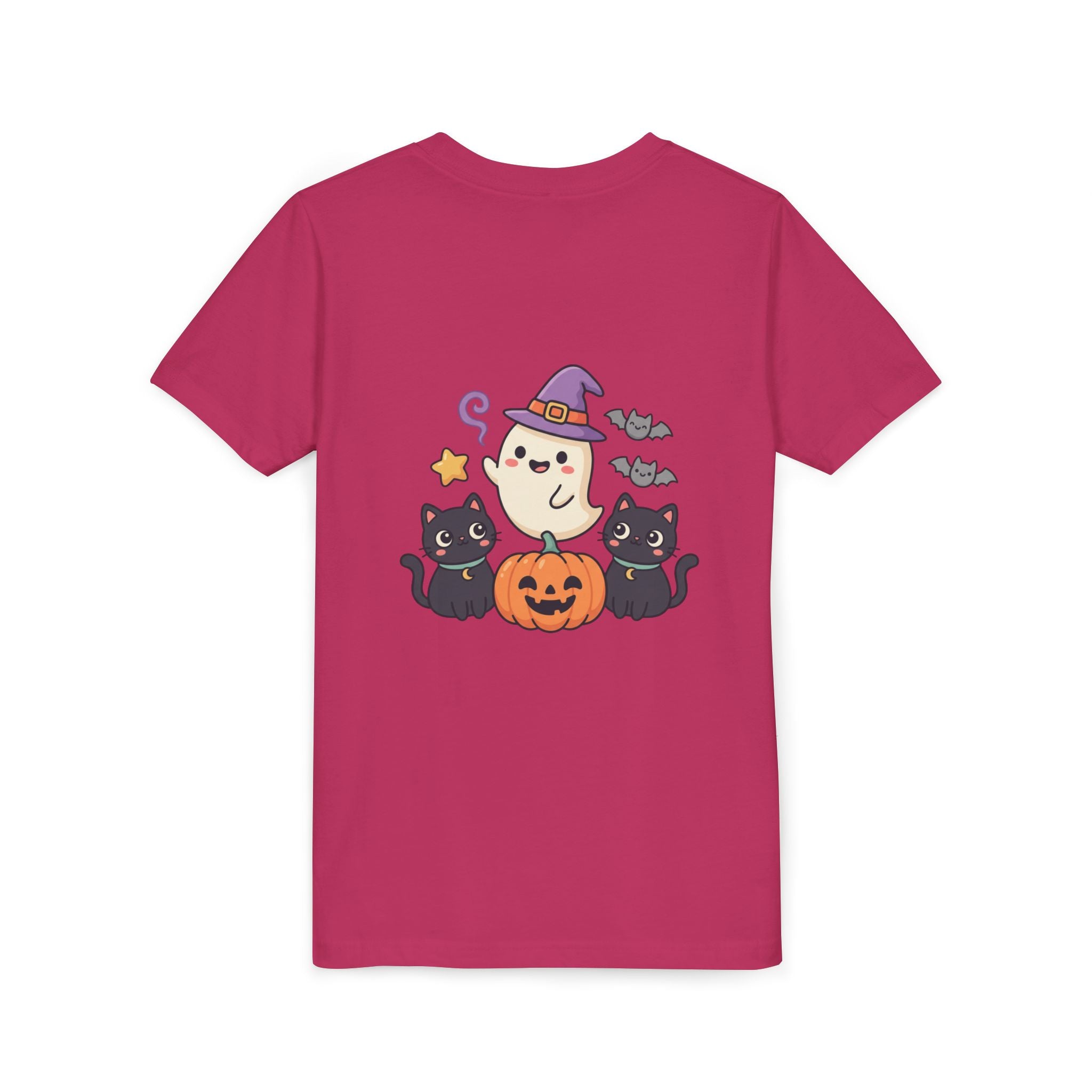 Youth Tee — "Spooky & Cute" Halloween Ghost with Black Cats Pumpkin