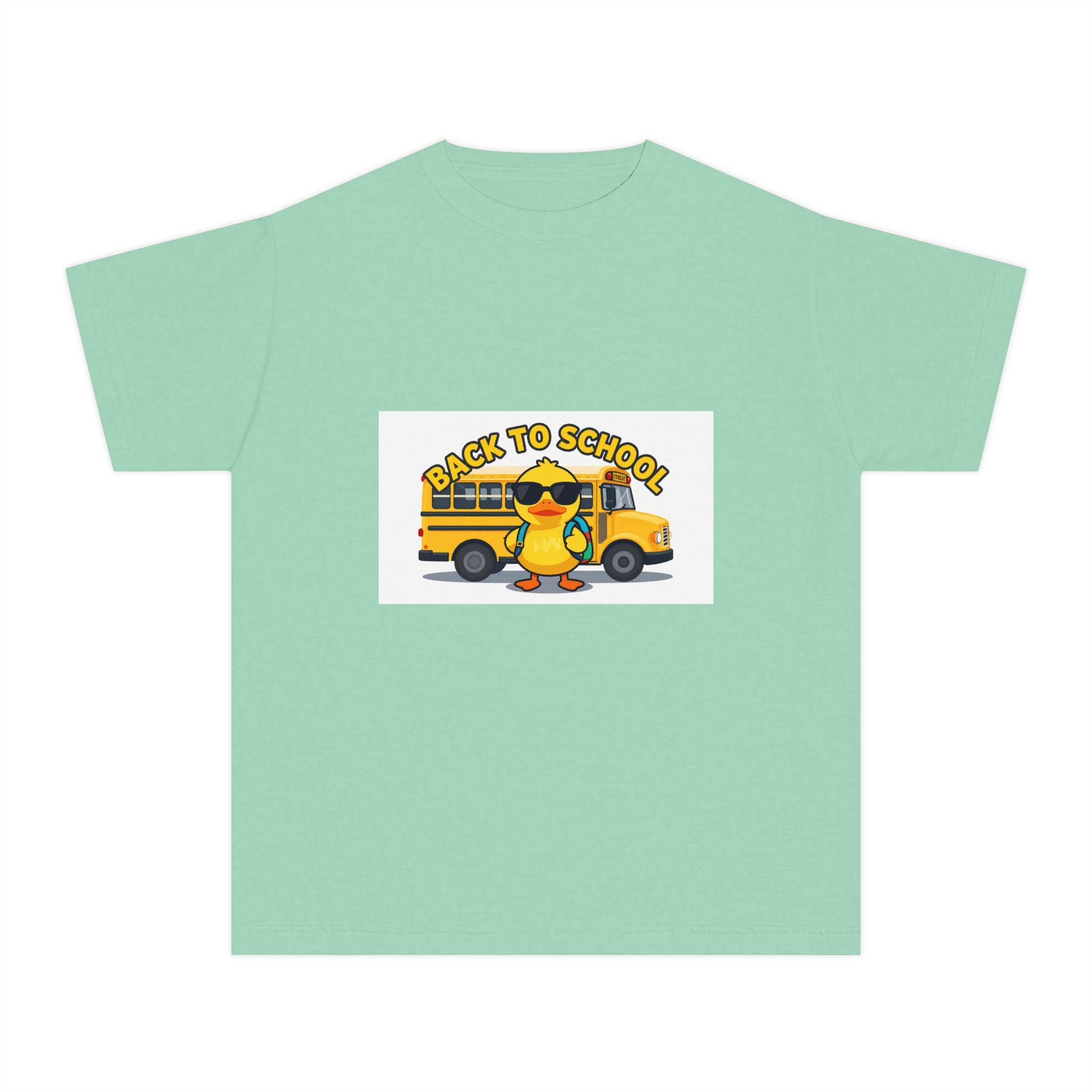 Back to School Youth Tee — Cute Duck & School Bus Kids Shirt