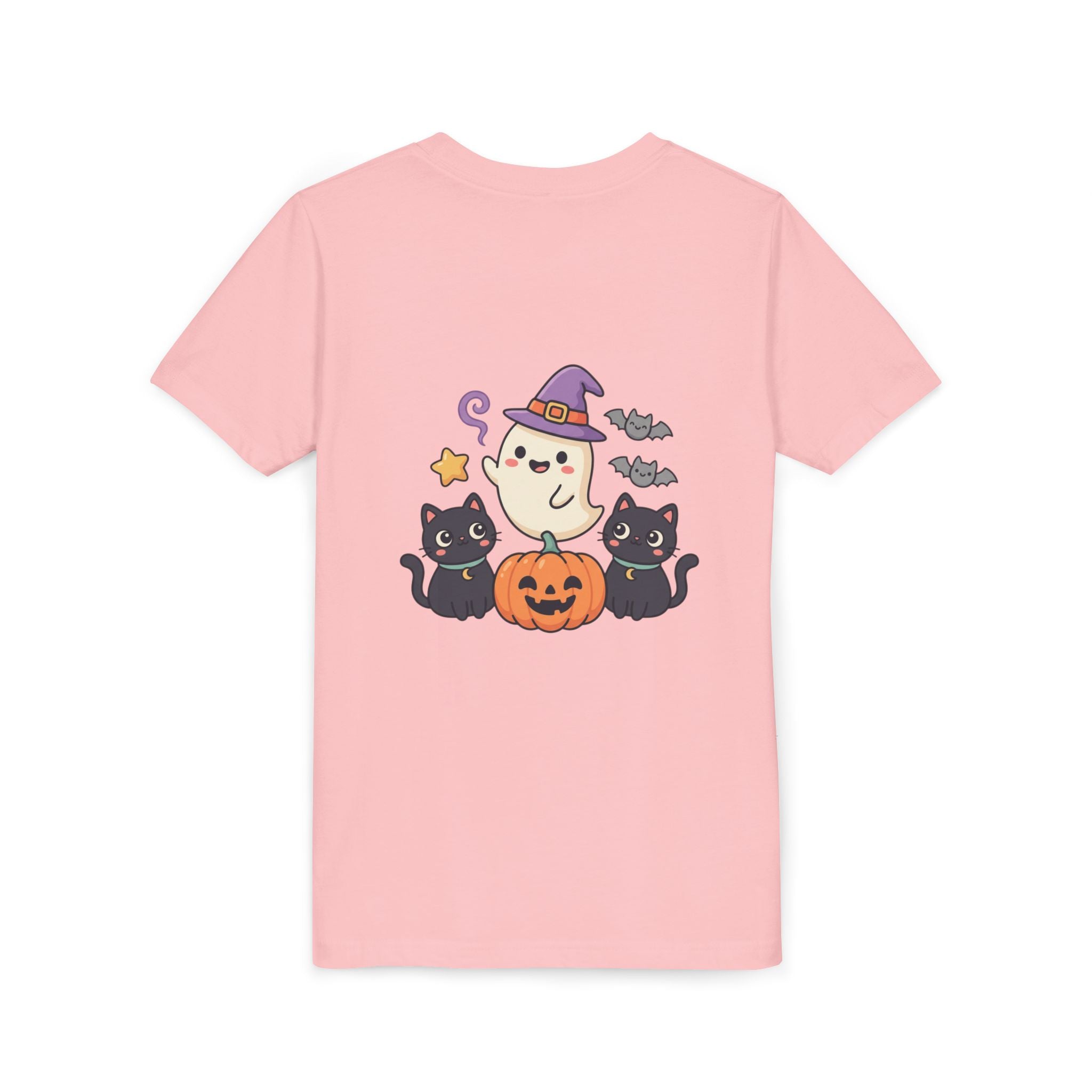 Youth Tee — "Spooky & Cute" Halloween Ghost with Black Cats Pumpkin