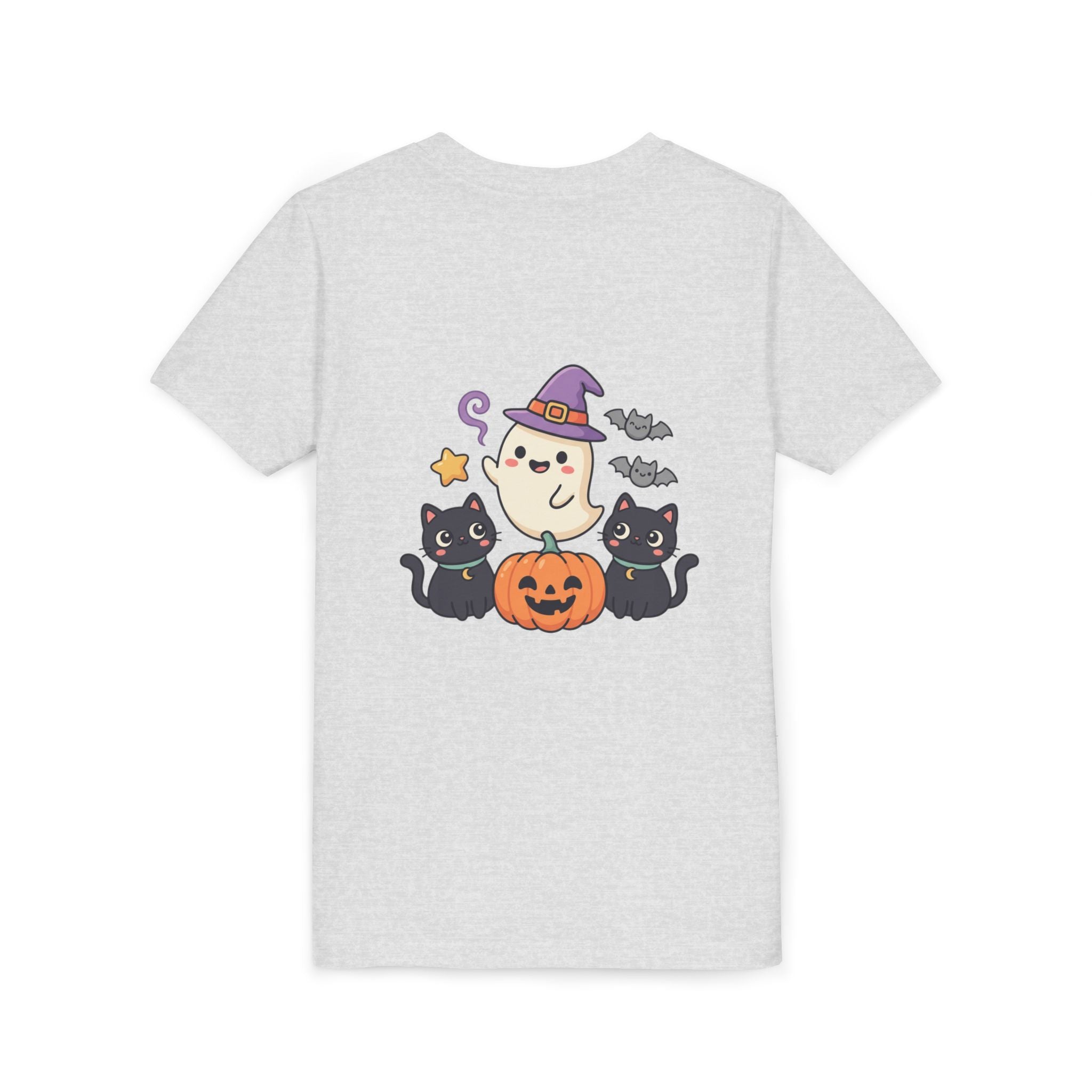 Youth Tee — "Spooky & Cute" Halloween Ghost with Black Cats Pumpkin