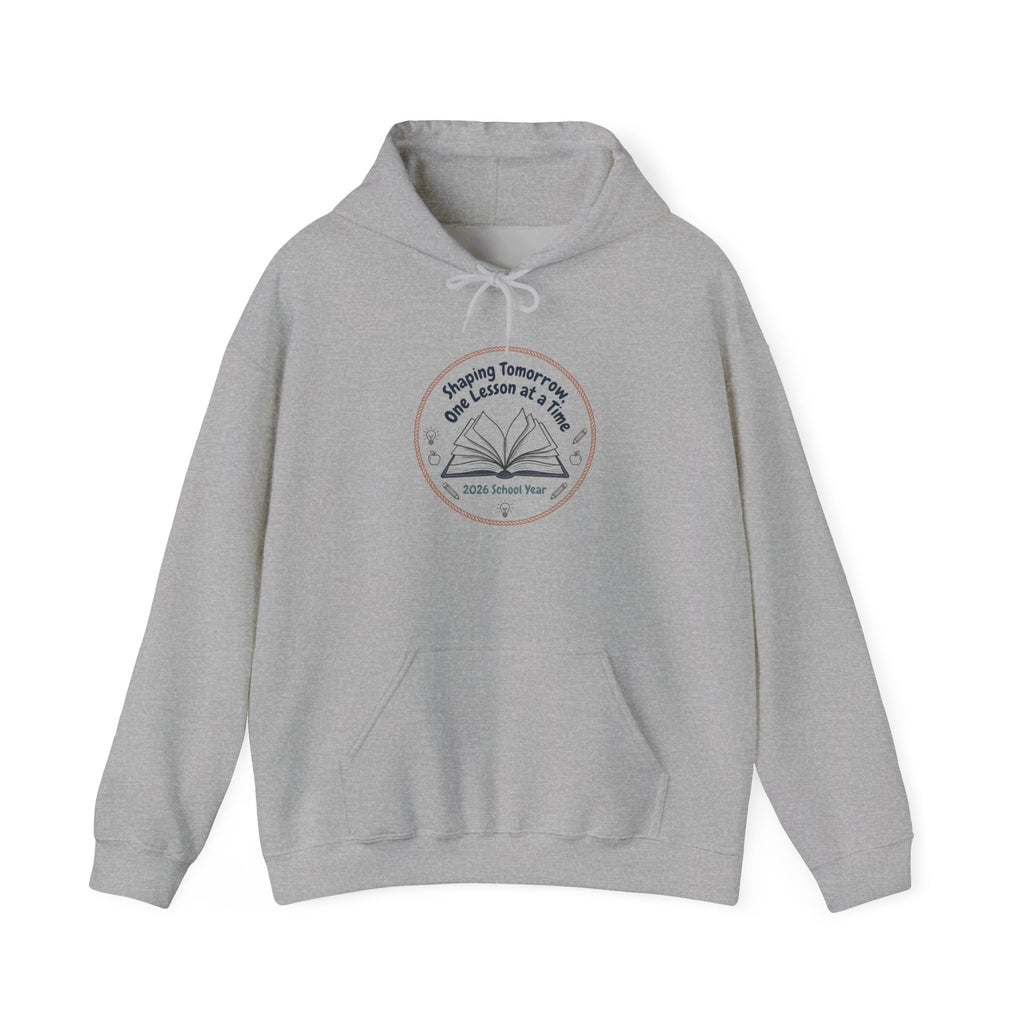 Reading Teacher Hoodie — “Shaping Tomorrows One Lesson at a Time” Book Logo