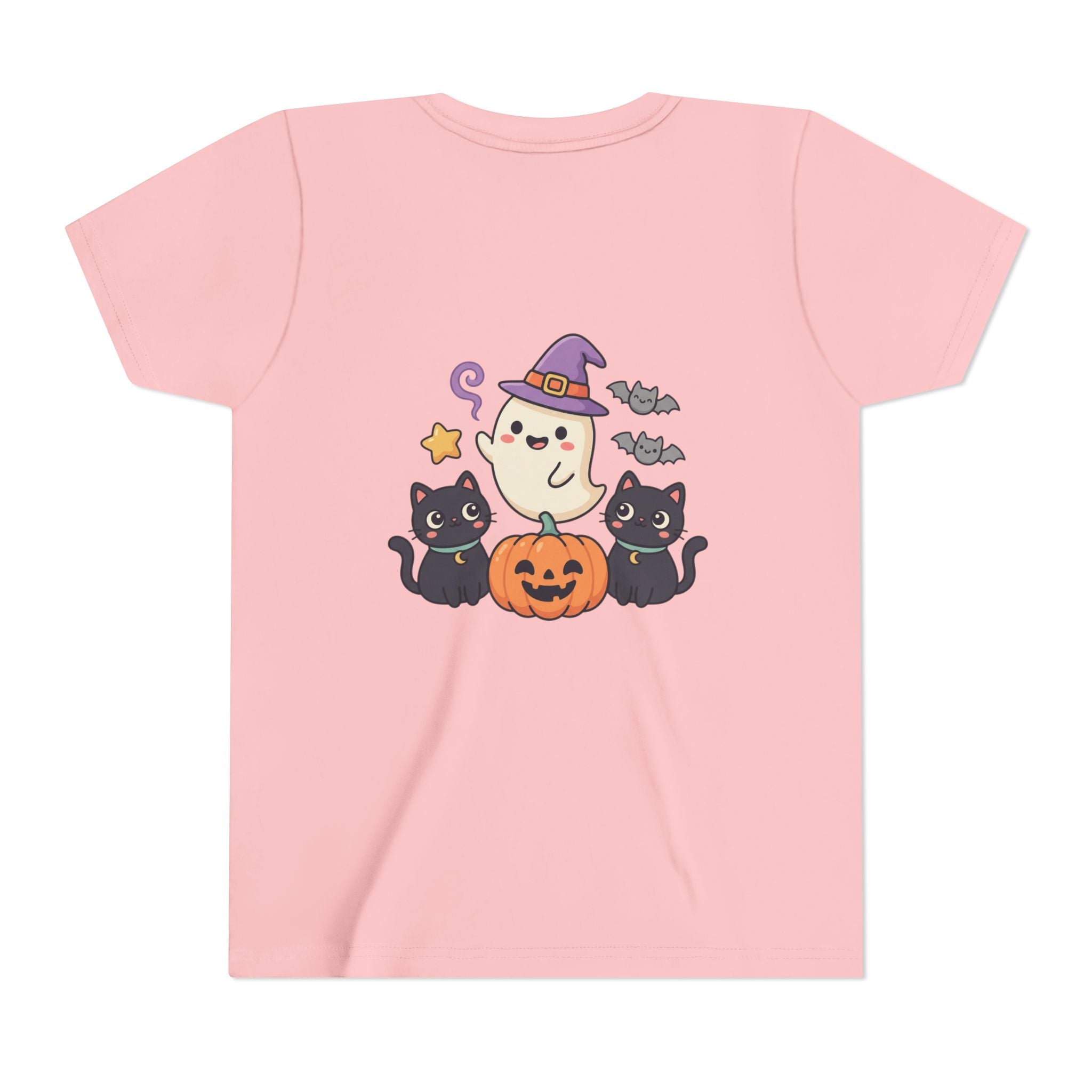 Youth Tee — "Spooky & Cute" Halloween Ghost with Black Cats Pumpkin