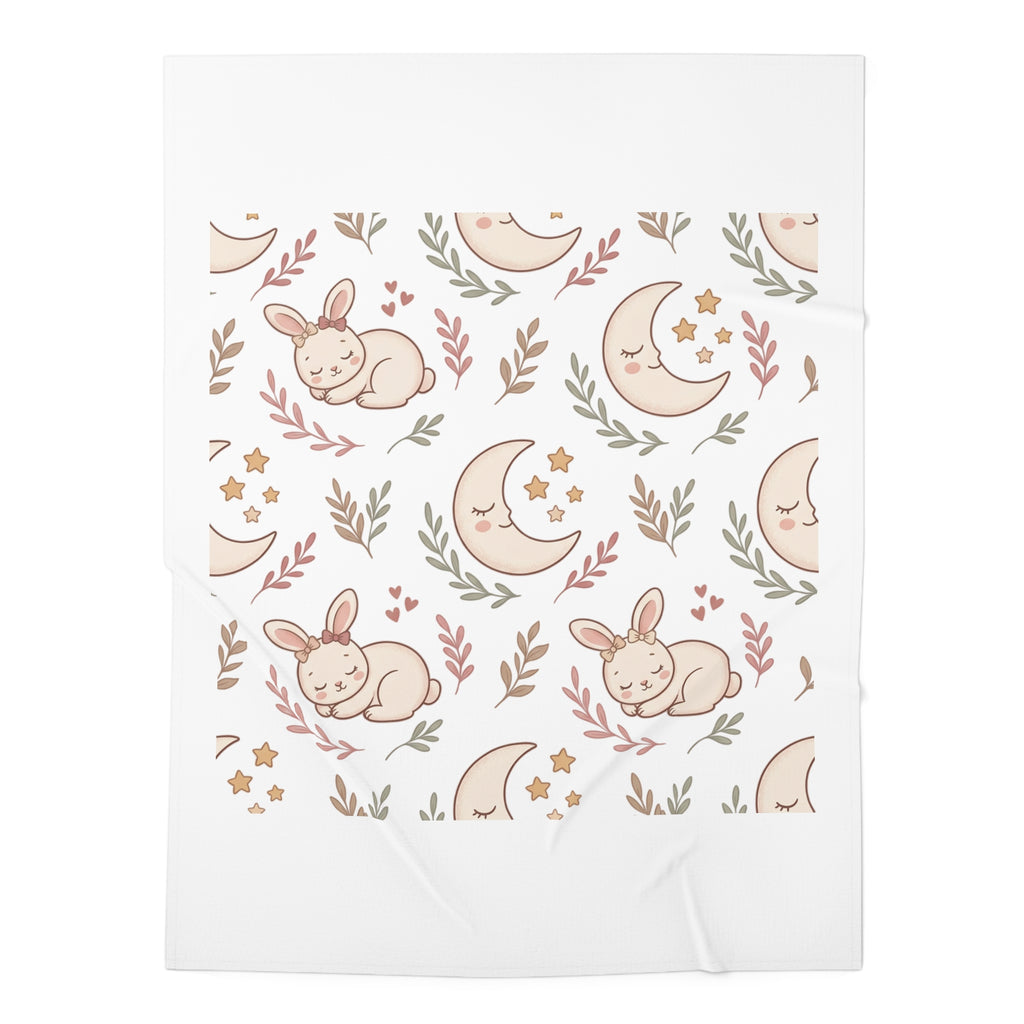 Baby Swaddle Blanket - Neutral Moon & Bunny Nursery Swaddle, Soft Newborn Receiving Blanket