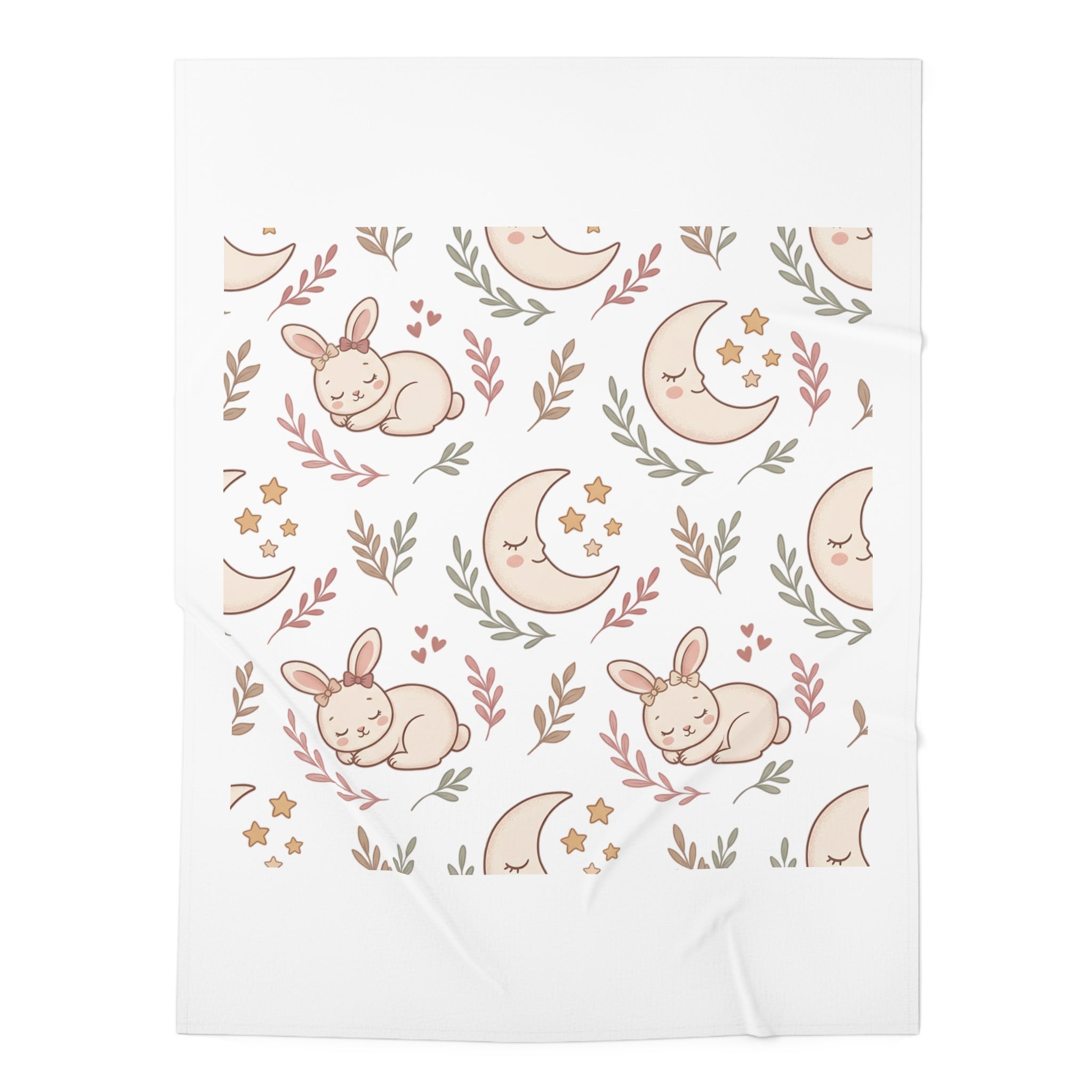 Baby Swaddle Blanket - Neutral Moon & Bunny Nursery Swaddle, Soft Newborn Receiving Blanket