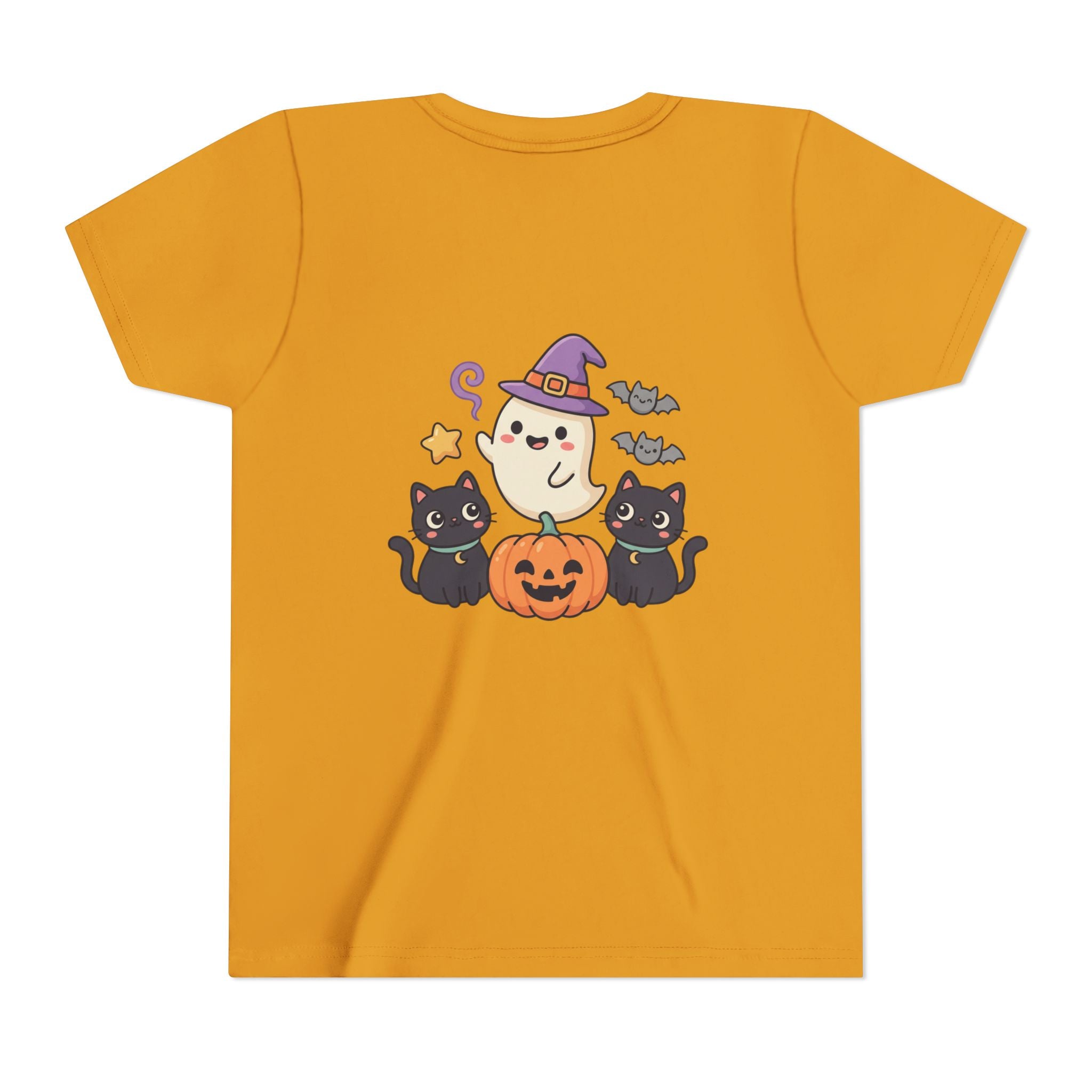 Youth Tee — "Spooky & Cute" Halloween Ghost with Black Cats Pumpkin