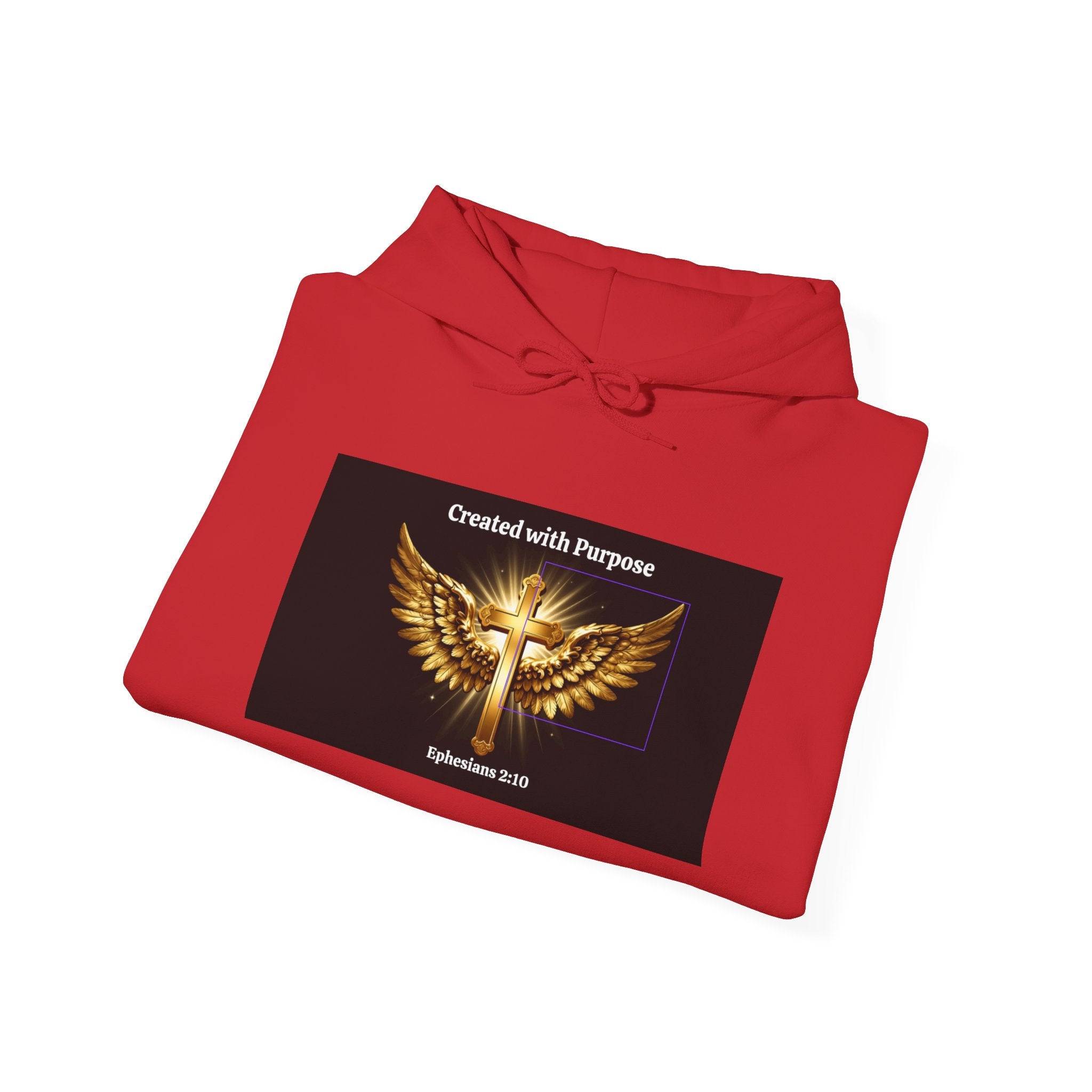 Created with Purpose Hoodie — Christian Wings Cross Sweatshirt (Psalm 139:14)