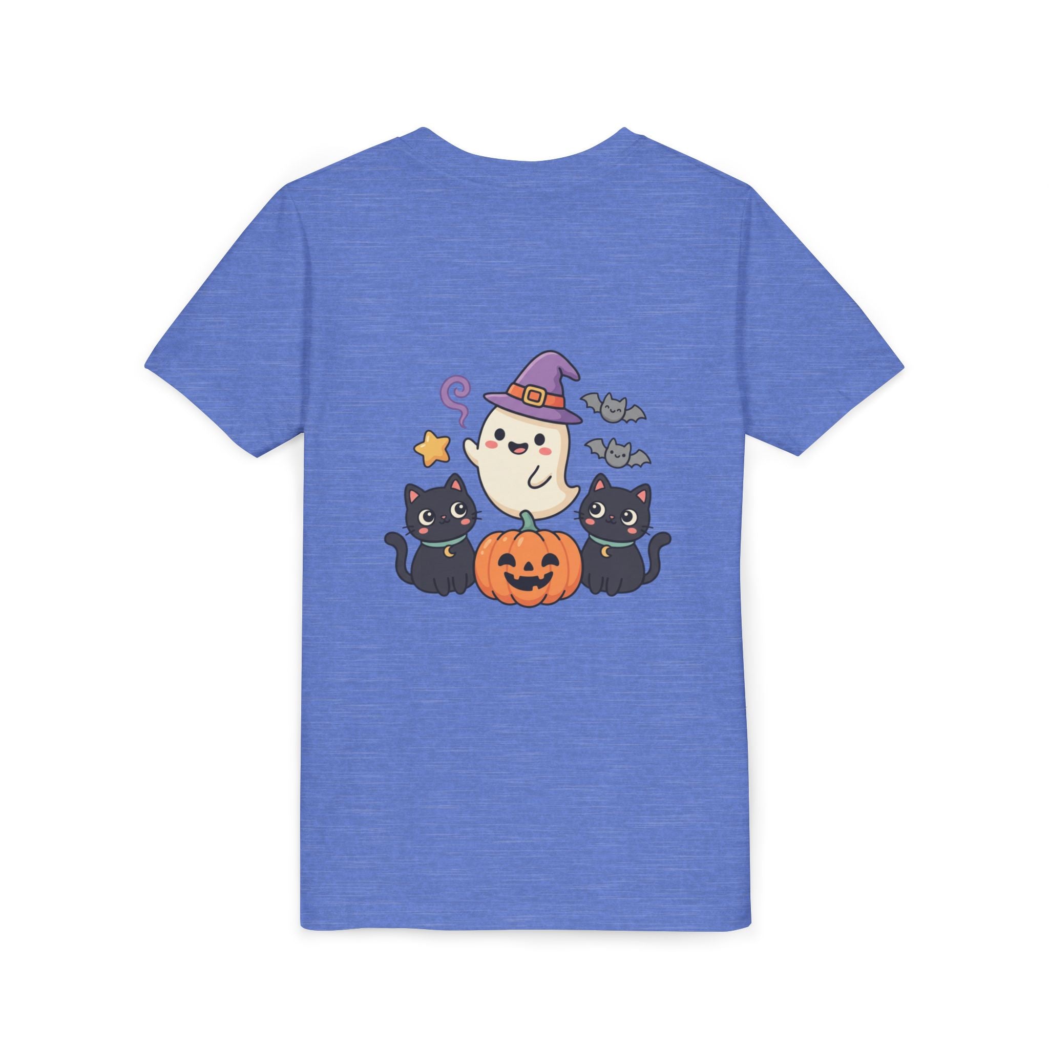 Youth Tee — "Spooky & Cute" Halloween Ghost with Black Cats Pumpkin