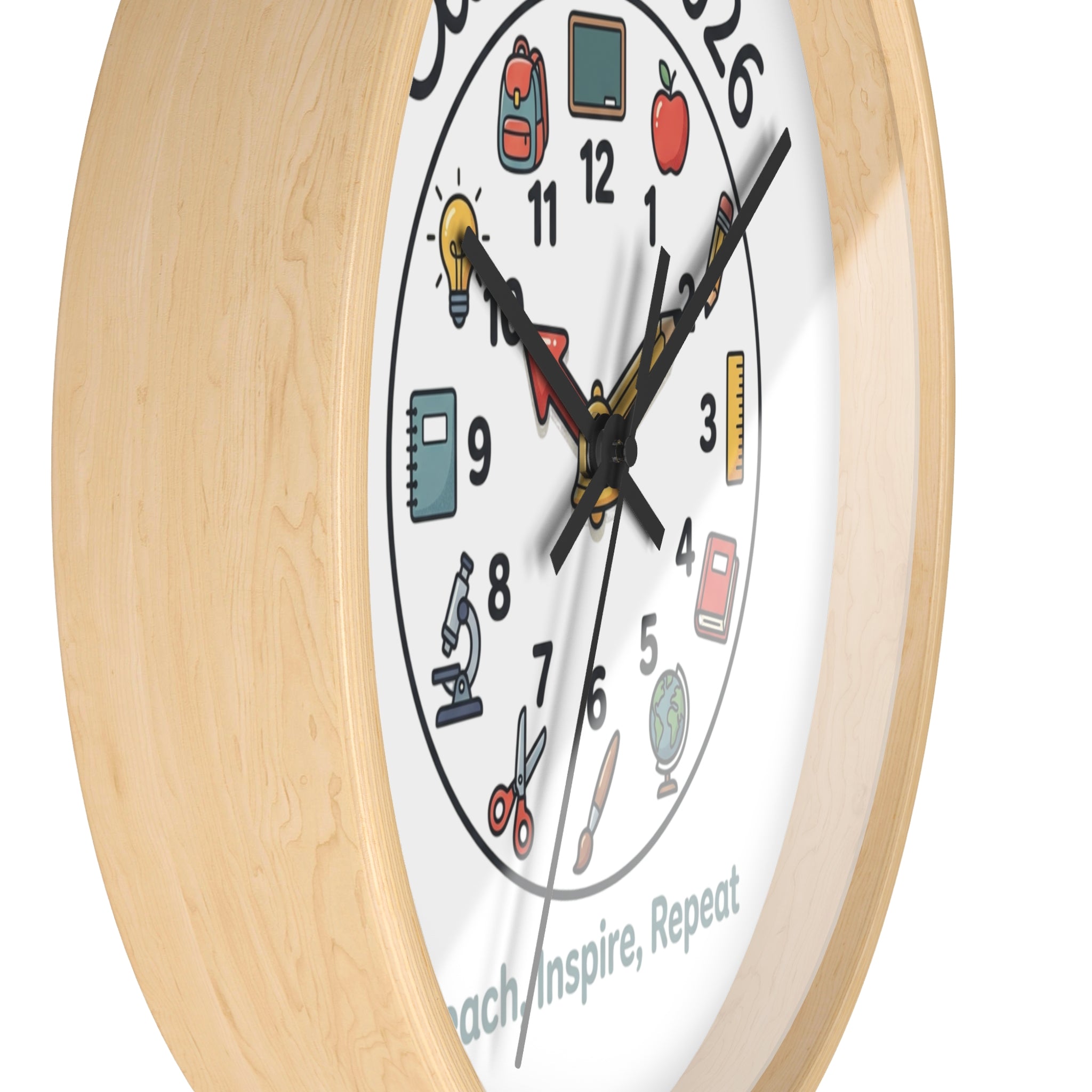 Class of 2026 Teacher Wall Clock — Teach, Inspire, Repeat