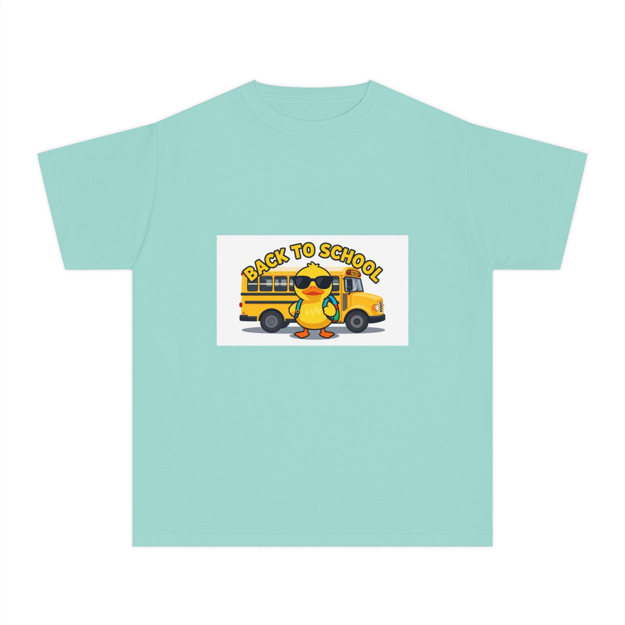 Back to School Youth Tee — Cute Duck & School Bus Kids Shirt