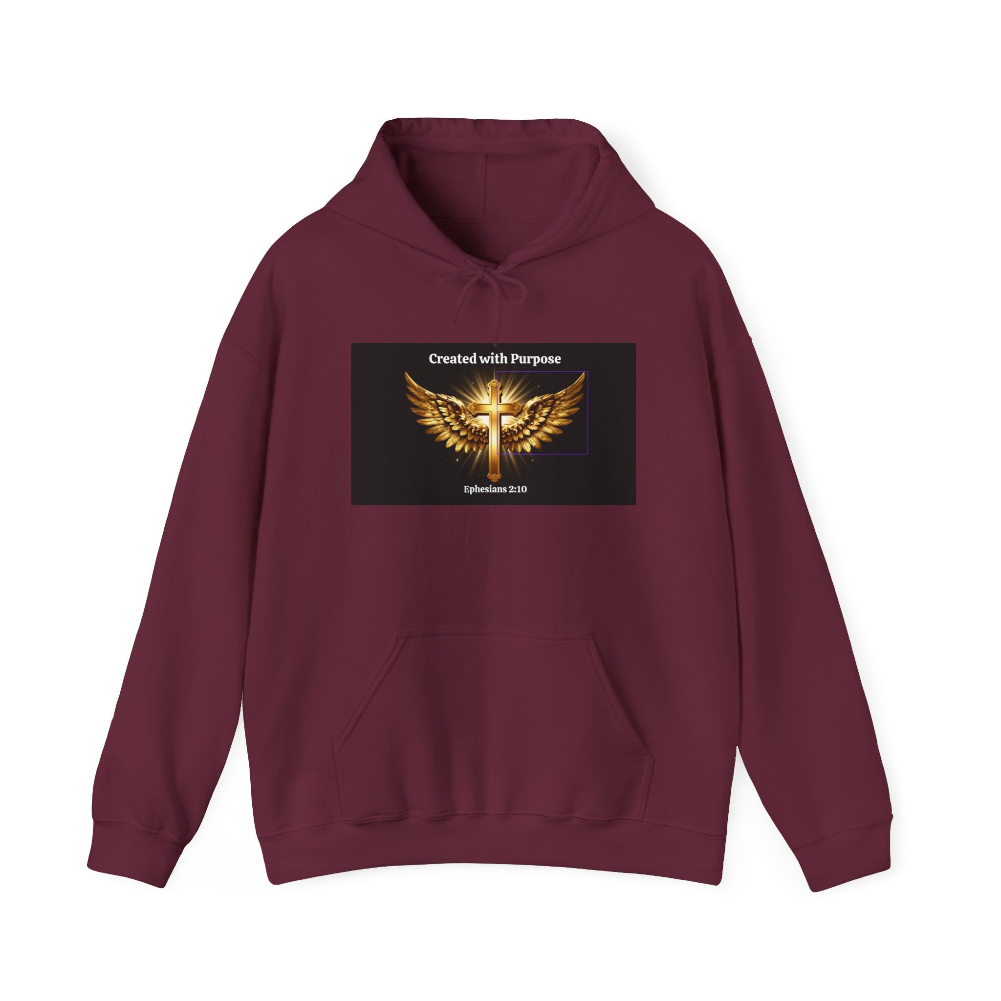 Created with Purpose Hoodie — Christian Wings Cross Sweatshirt (Psalm 139:14)