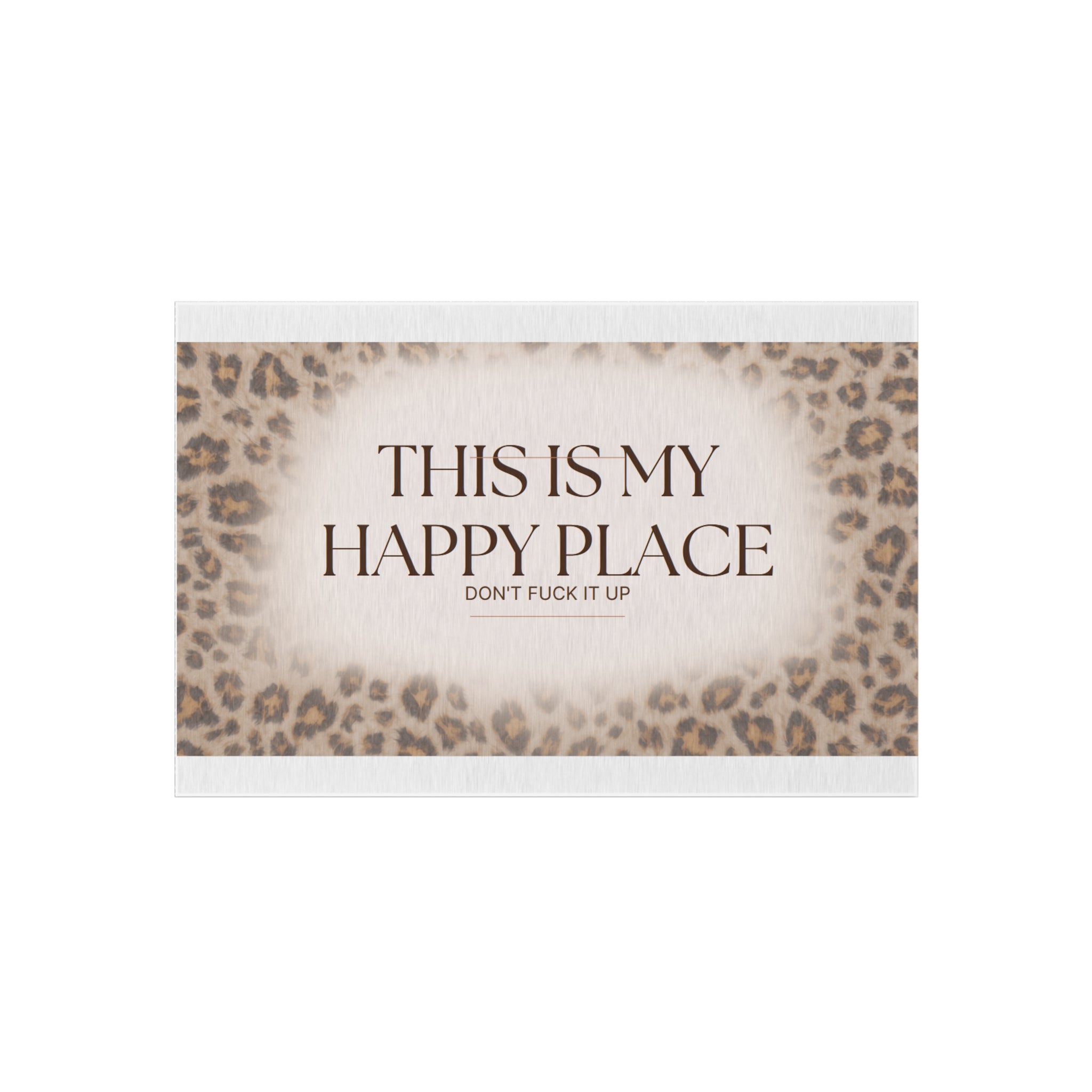 Outdoor Rug — "This Is My Happy Place" Leopard Print Doormat