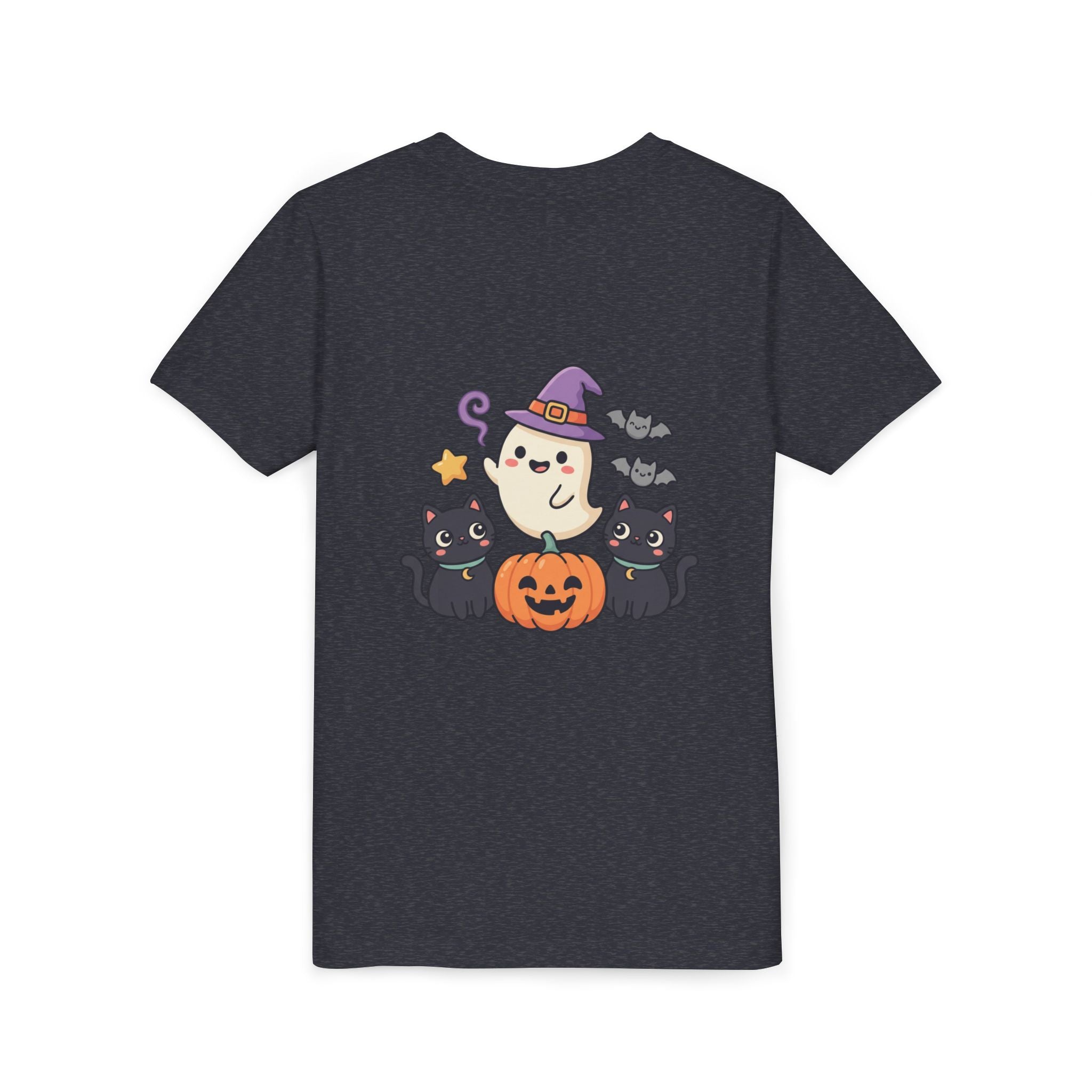 Youth Tee — "Spooky & Cute" Halloween Ghost with Black Cats Pumpkin