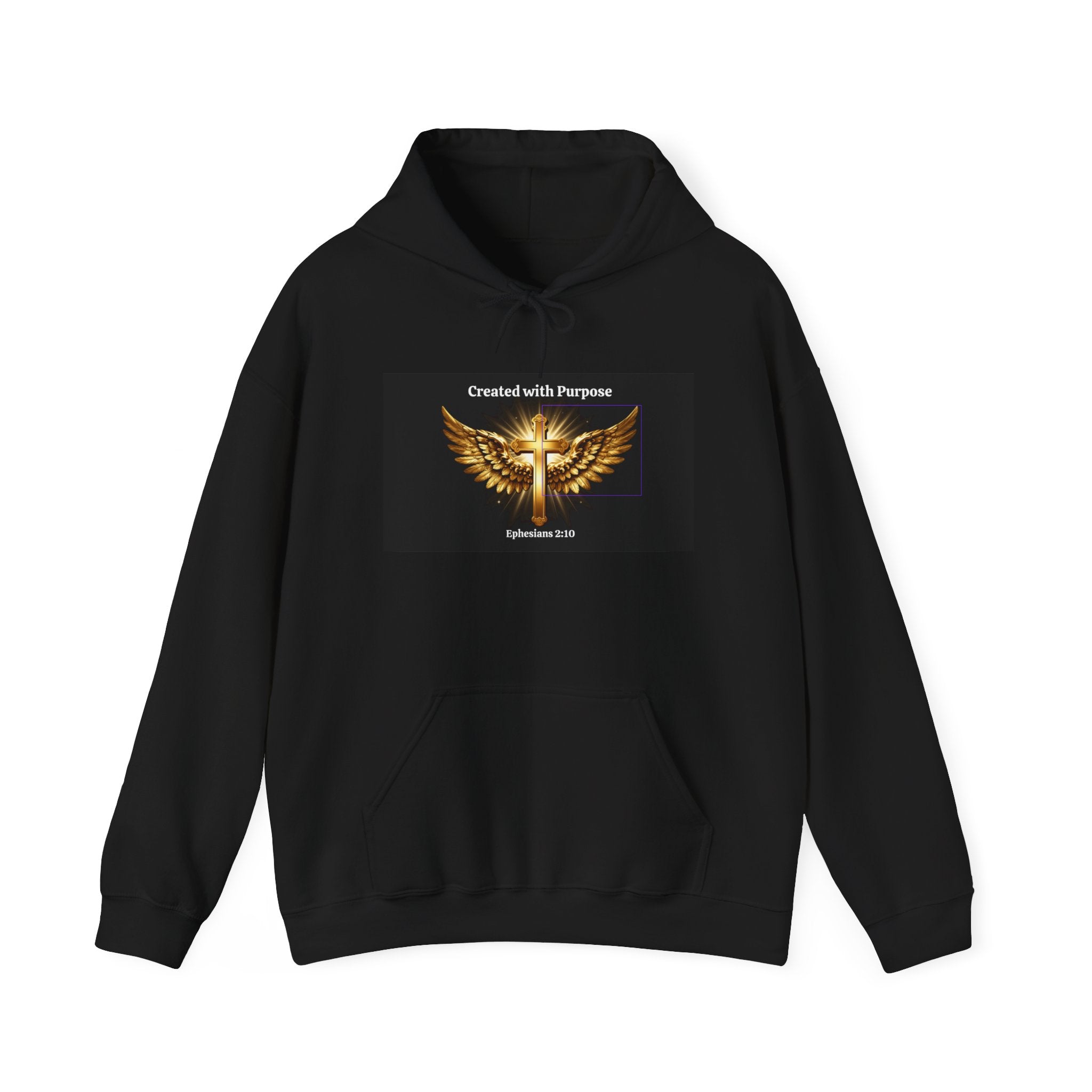 Created with Purpose Hoodie — Christian Wings Cross Sweatshirt (Psalm 139:14)