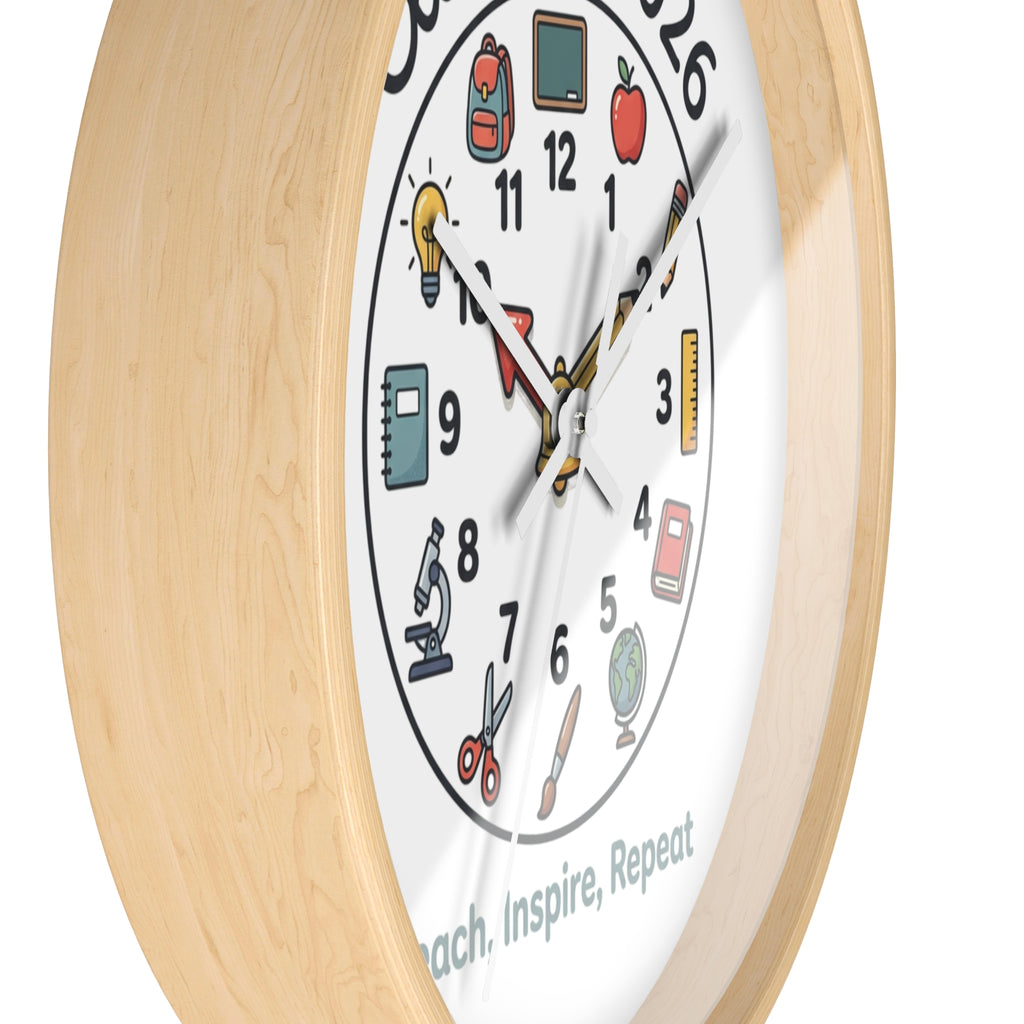 Class of 2026 Teacher Wall Clock — Teach, Inspire, Repeat
