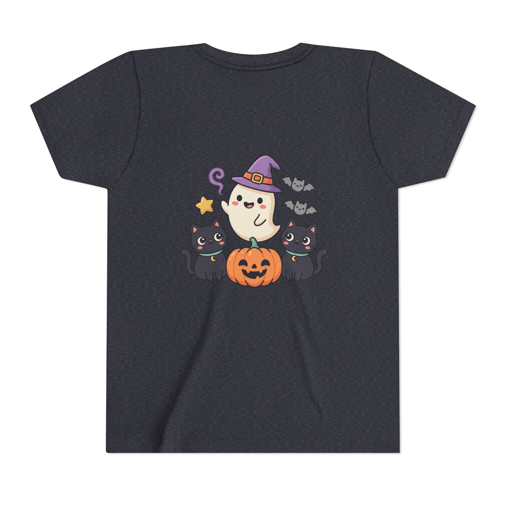 Youth Tee — "Spooky & Cute" Halloween Ghost with Black Cats Pumpkin