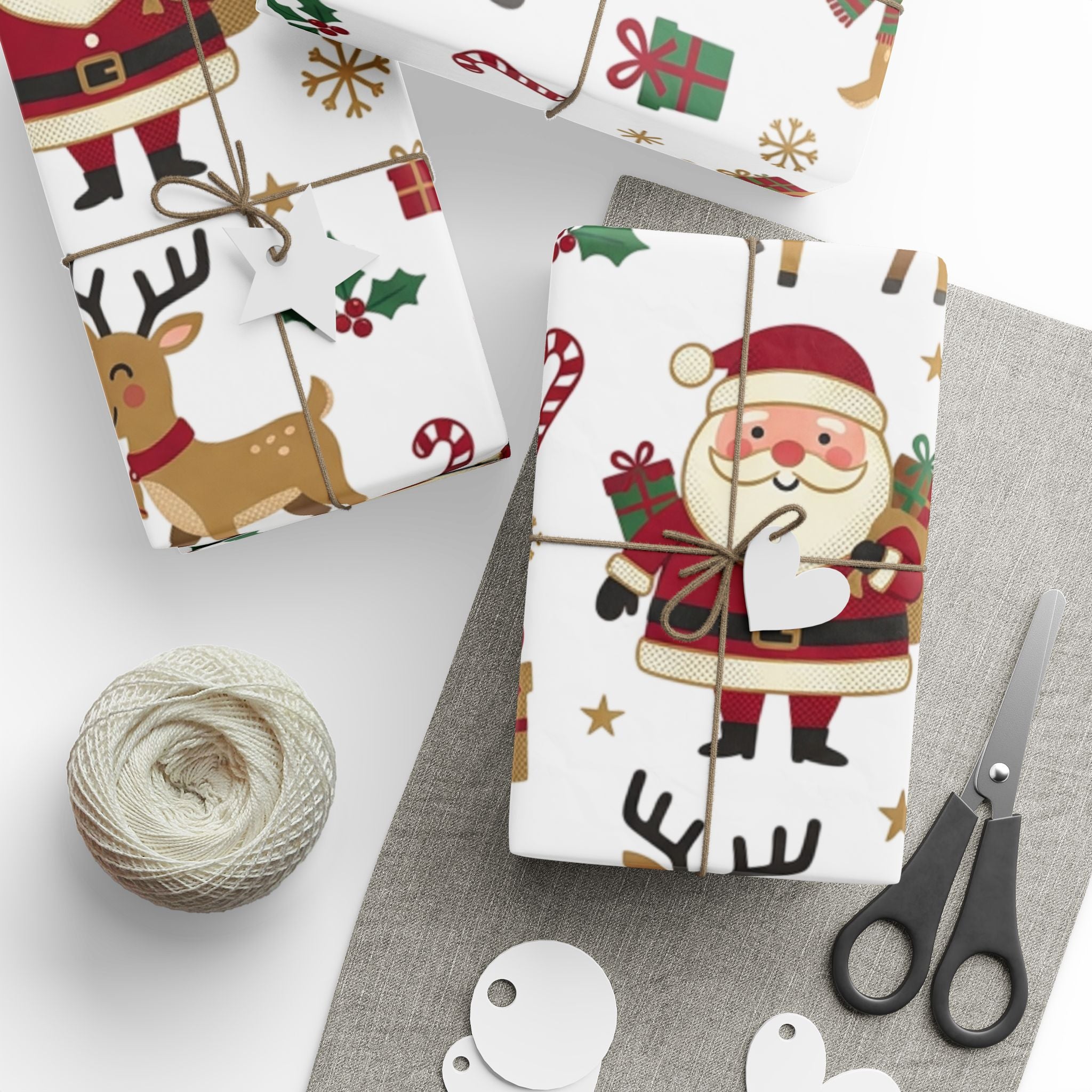 Christmas Santa & Reindeer Wrapping Paper — Festive Gift Wrap Roll