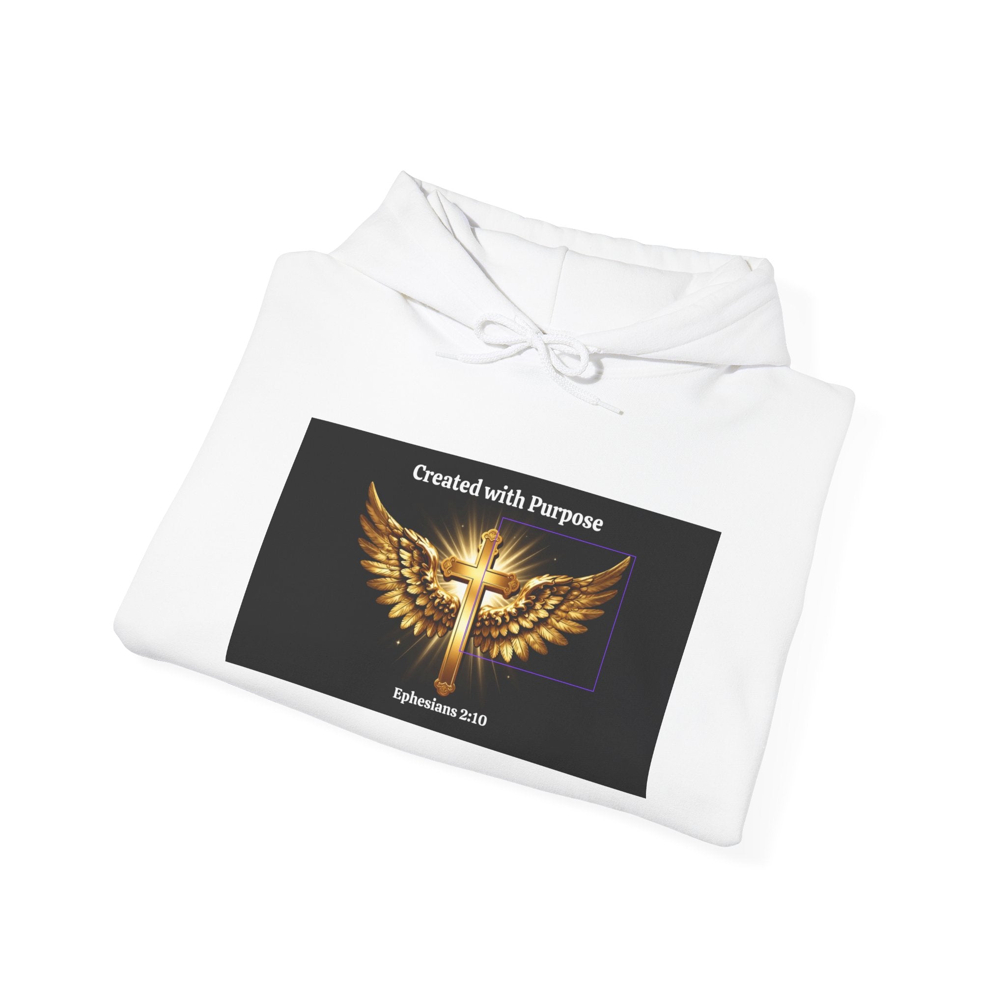 Created with Purpose Hoodie — Christian Wings Cross Sweatshirt (Psalm 139:14)