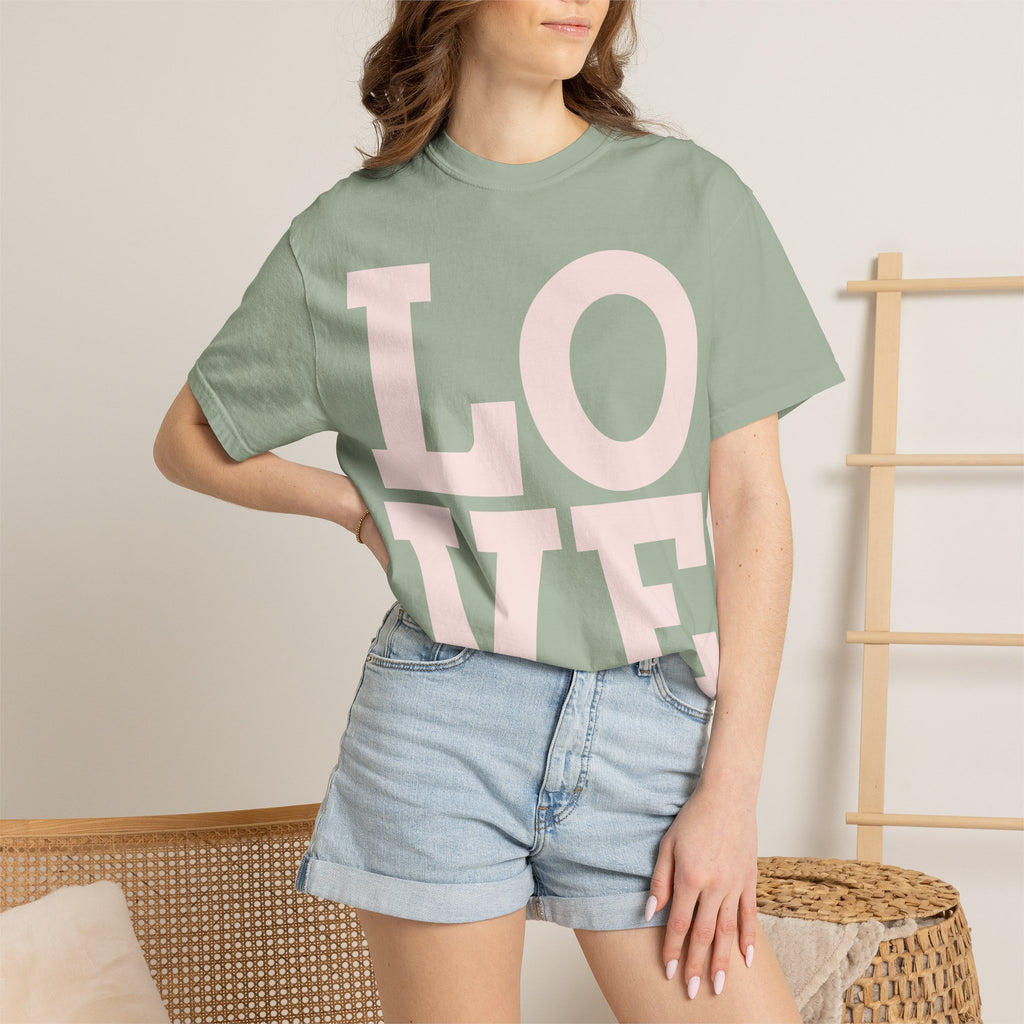 LOVE Graphic T‑Shirt — Soft Pink Block Letter Tee for Valentine’s & Everyday Wear