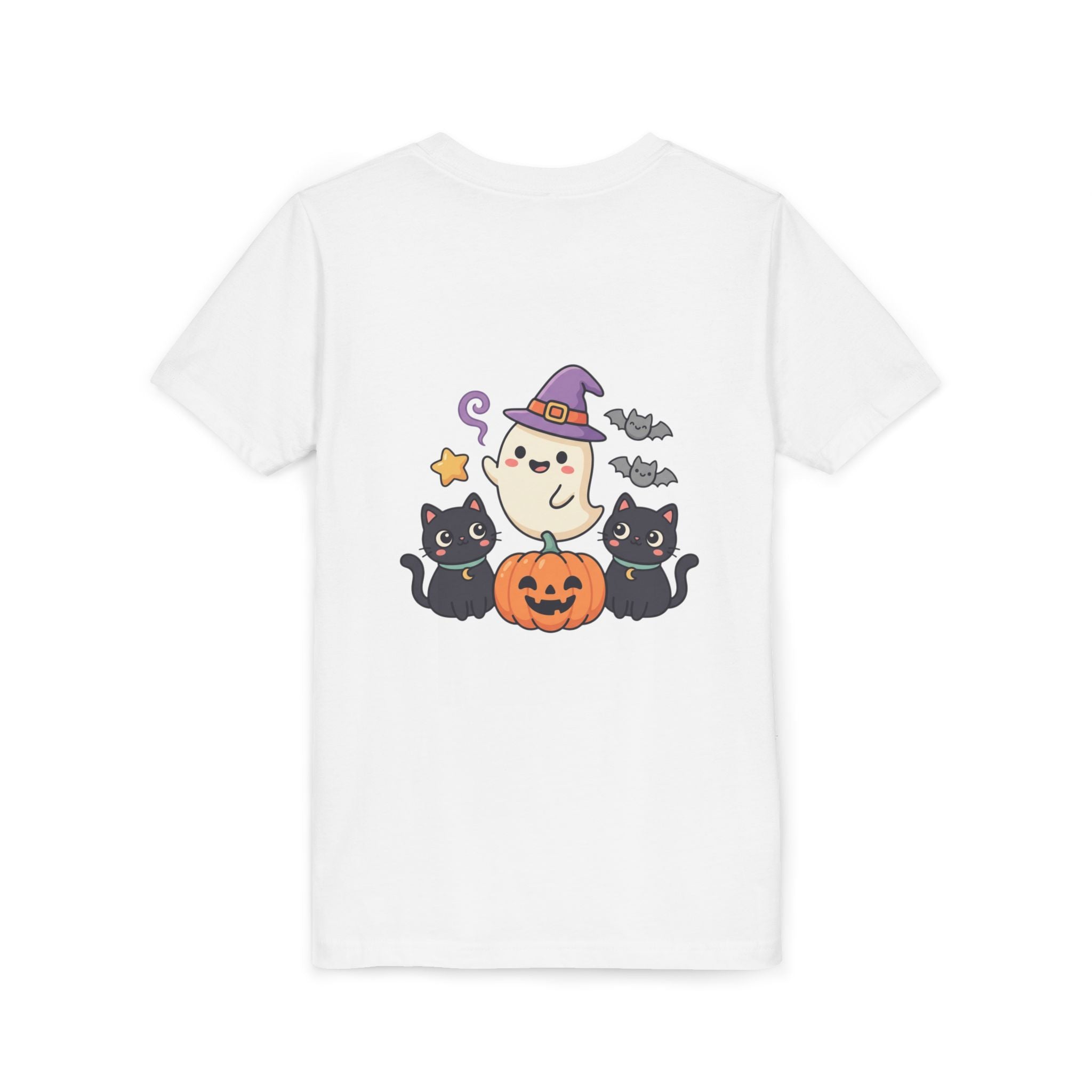 Youth Tee — "Spooky & Cute" Halloween Ghost with Black Cats Pumpkin