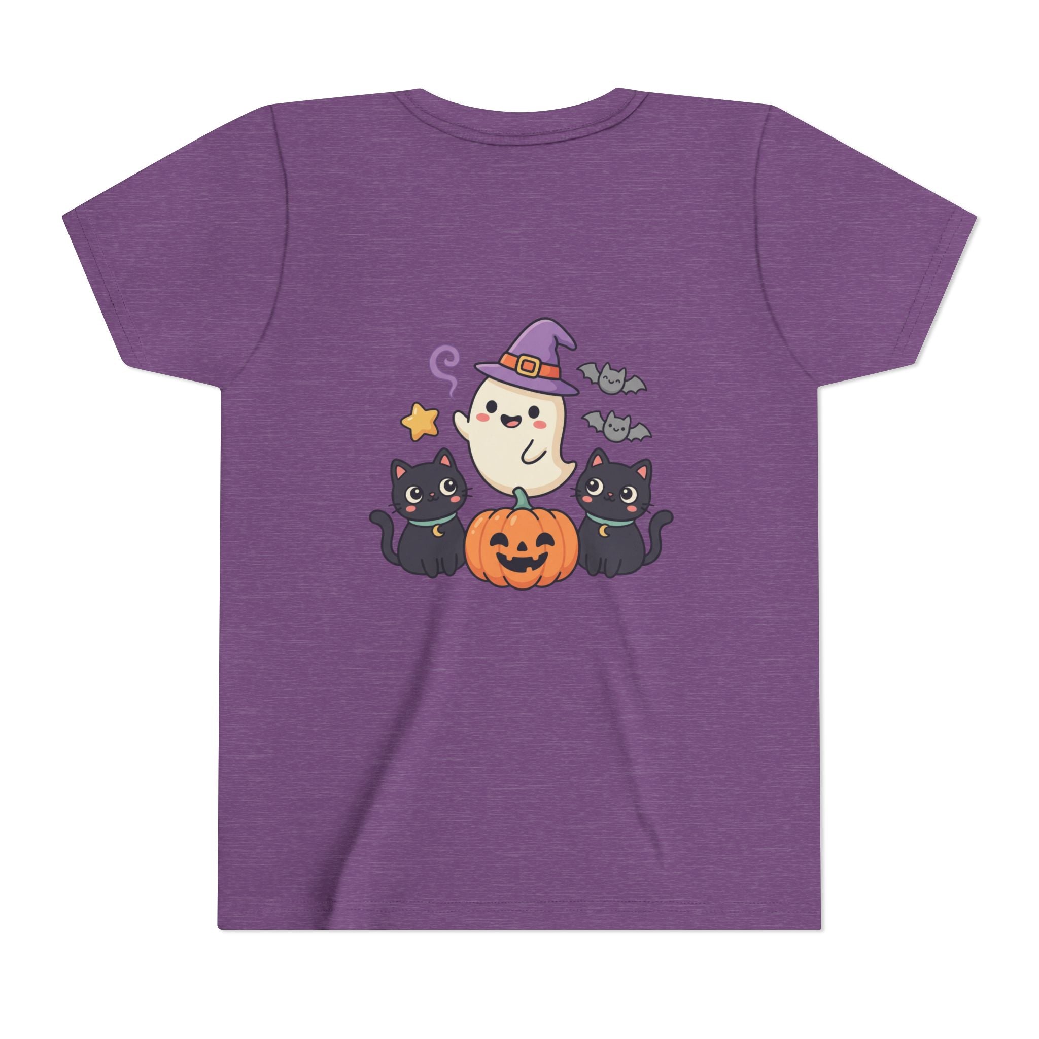 Youth Tee — "Spooky & Cute" Halloween Ghost with Black Cats Pumpkin