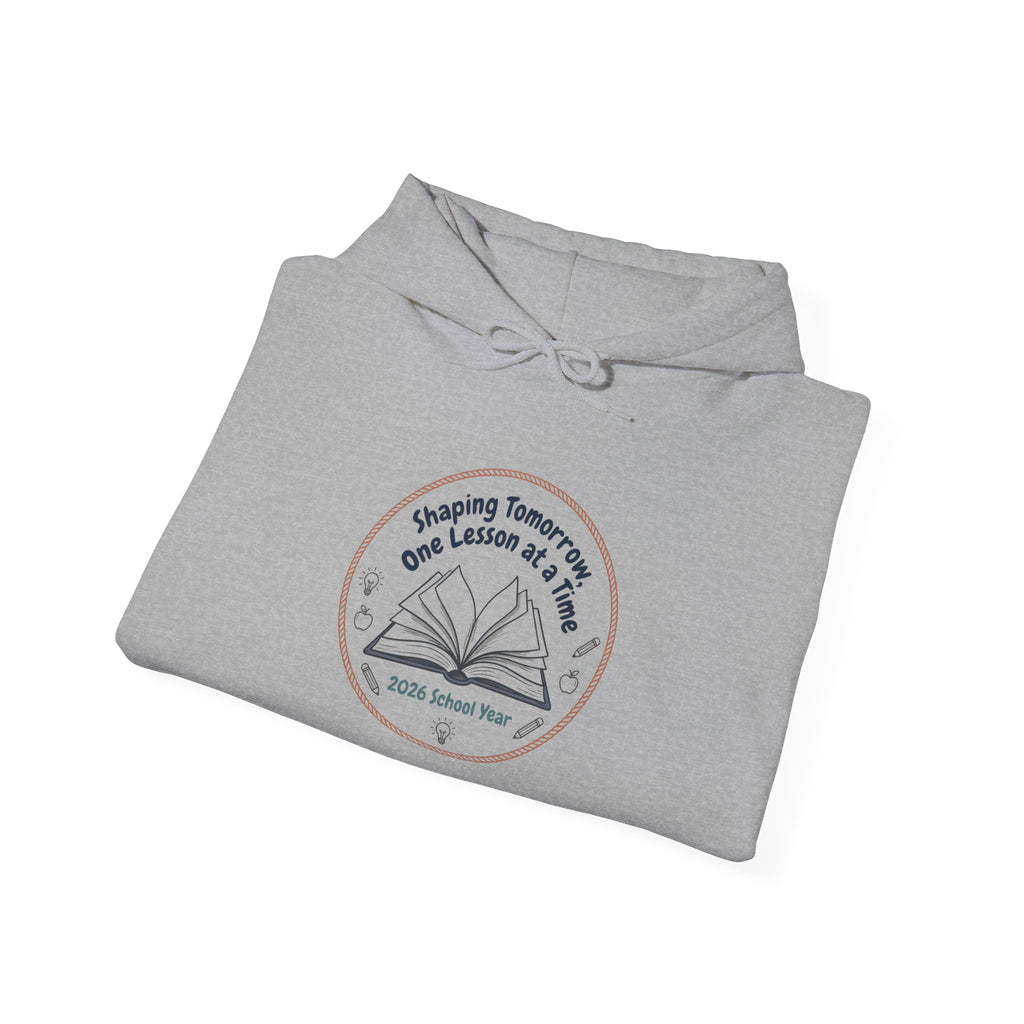 Reading Teacher Hoodie — “Shaping Tomorrows One Lesson at a Time” Book Logo