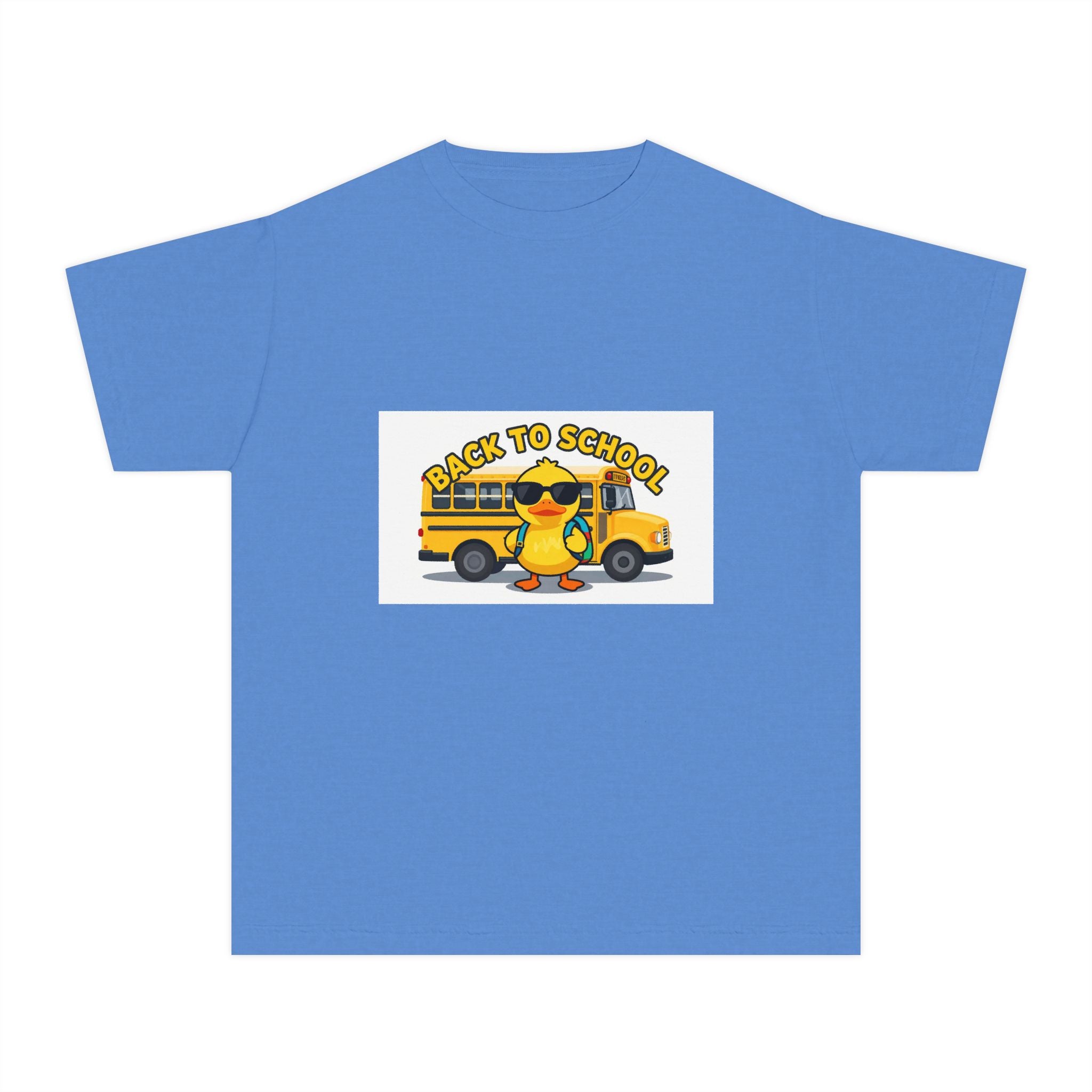 Back to School Youth Tee — Cute Duck & School Bus Kids Shirt