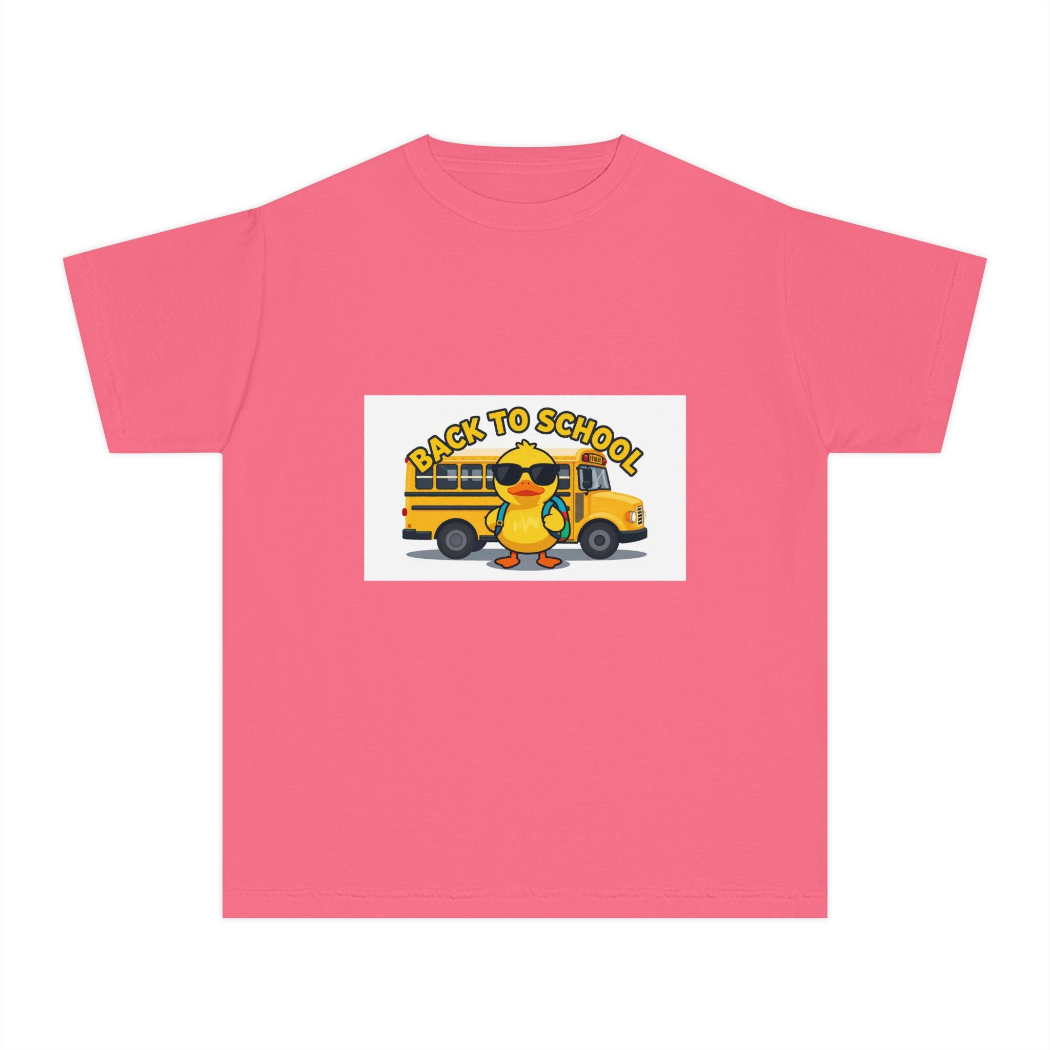 Back to School Youth Tee — Cute Duck & School Bus Kids Shirt