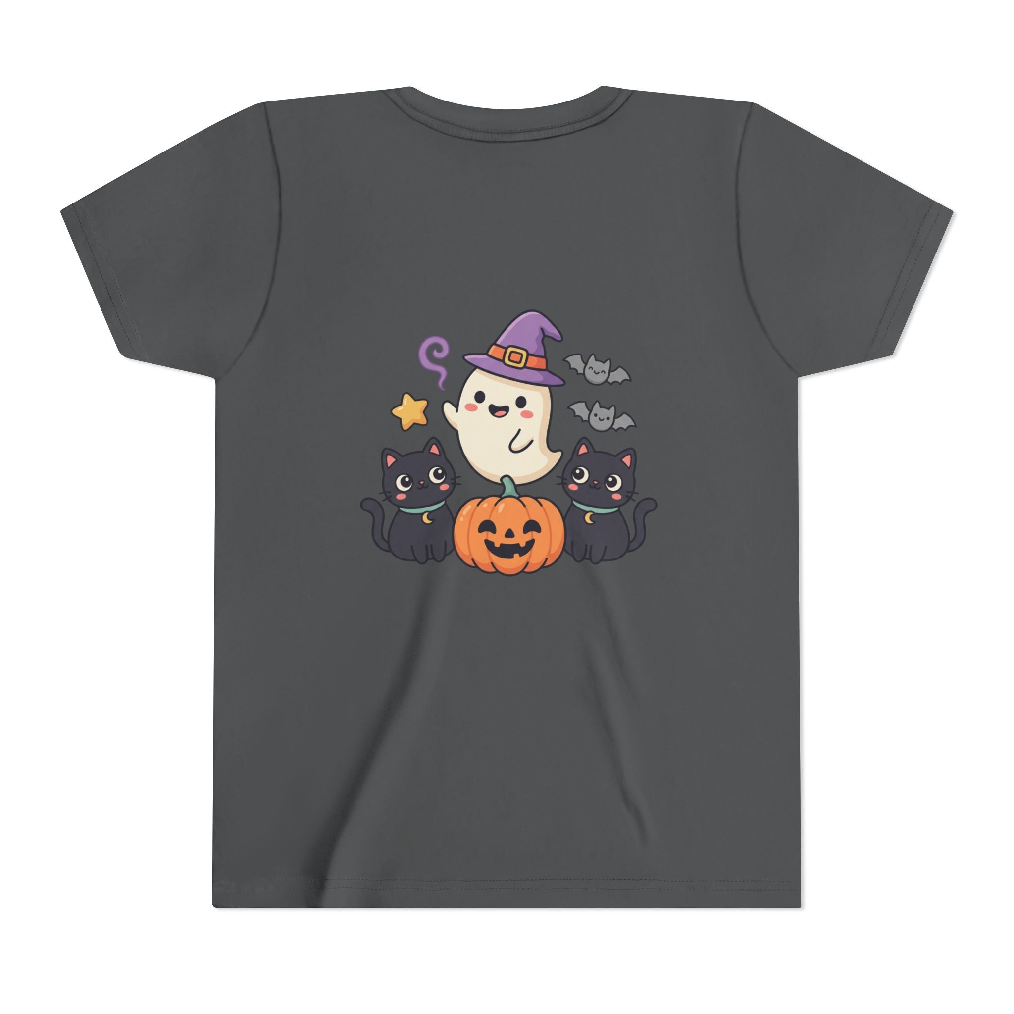 Youth Tee — "Spooky & Cute" Halloween Ghost with Black Cats Pumpkin
