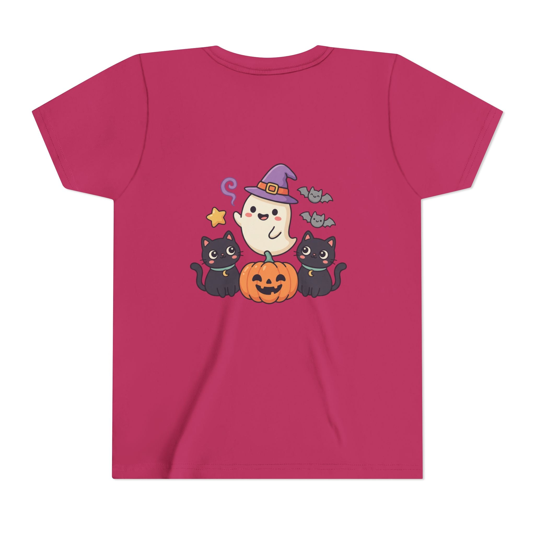 Youth Tee — "Spooky & Cute" Halloween Ghost with Black Cats Pumpkin