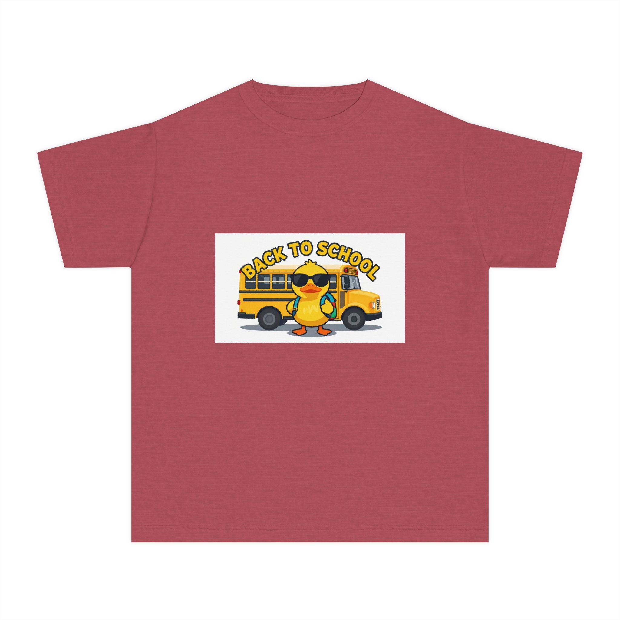 Back to School Youth Tee — Cute Duck & School Bus Kids Shirt