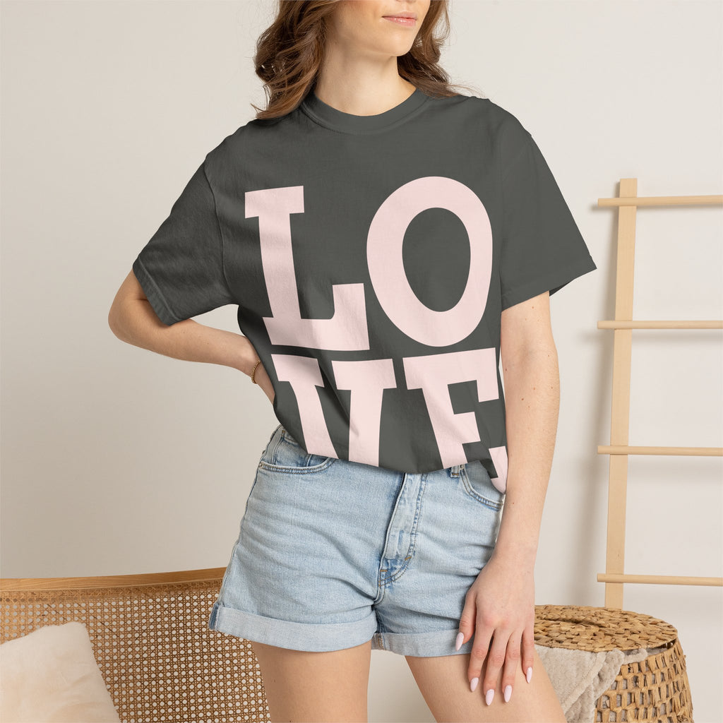LOVE Graphic T‑Shirt — Soft Pink Block Letter Tee for Valentine’s & Everyday Wear
