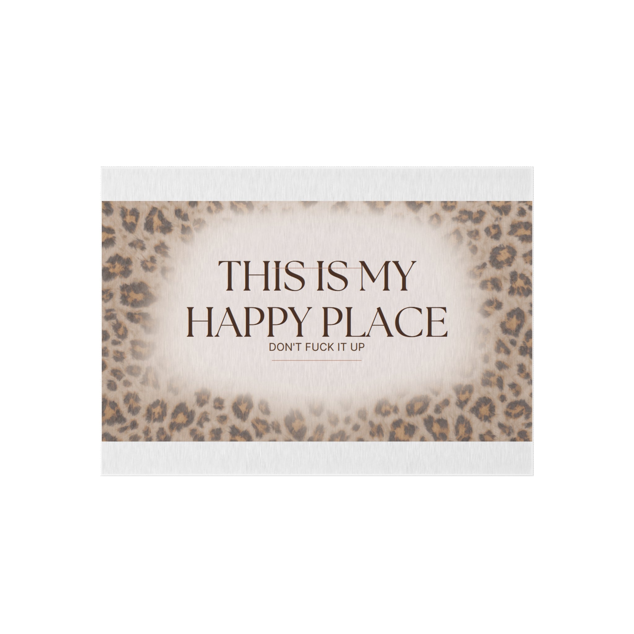 Outdoor Rug — "This Is My Happy Place" Leopard Print Doormat