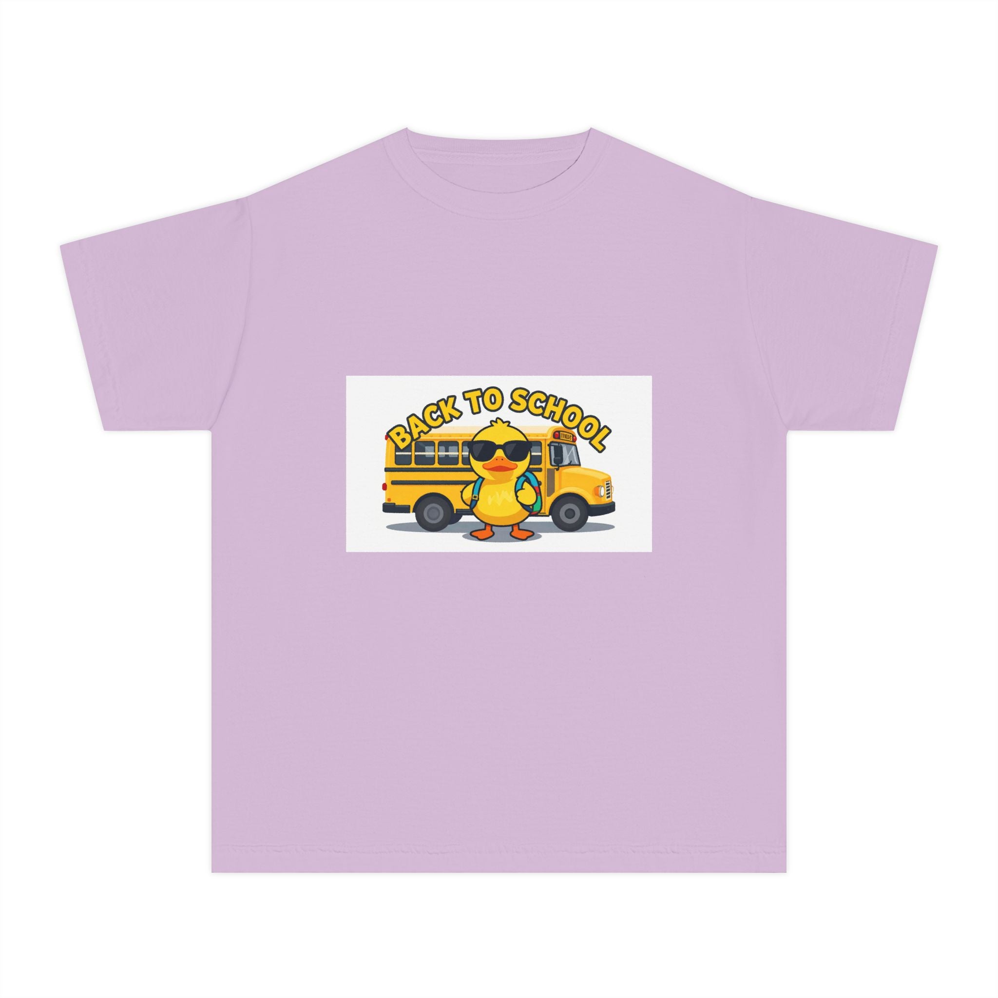 Back to School Youth Tee — Cute Duck & School Bus Kids Shirt