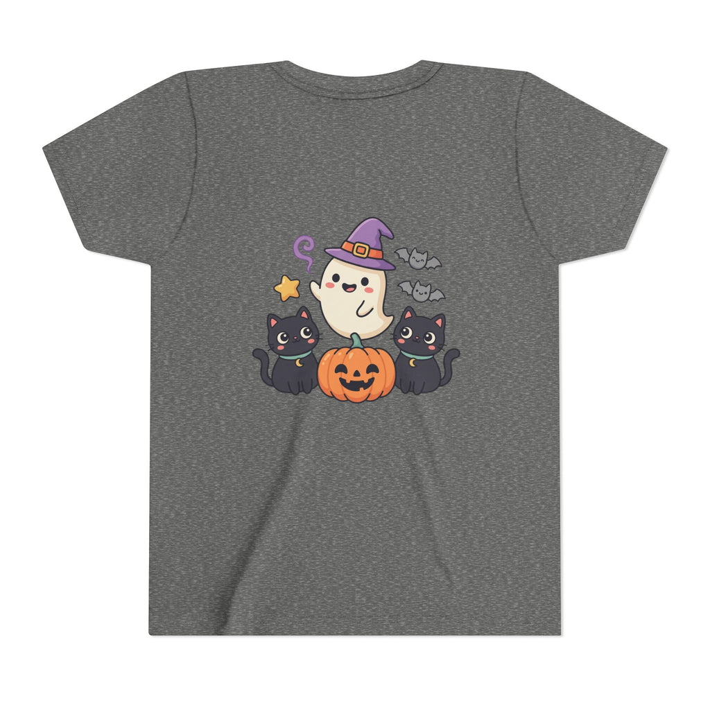 Youth Tee — "Spooky & Cute" Halloween Ghost with Black Cats Pumpkin