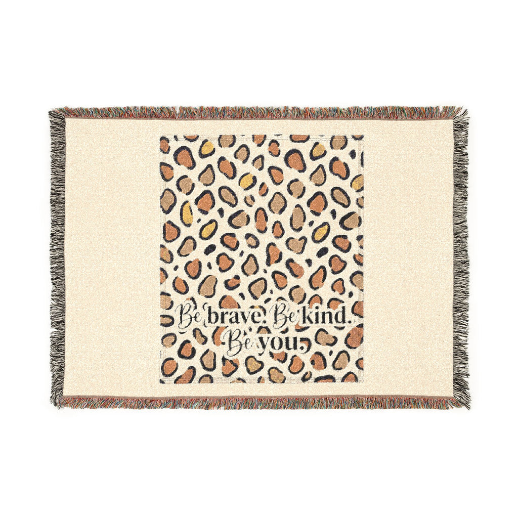 Leopard Print Woven Throw Blanket — Cozy Animal Pattern Fringe Tapestry