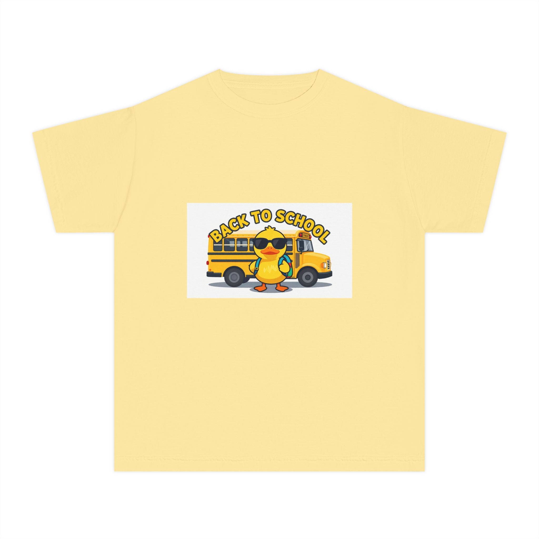 Back to School Youth Tee — Cute Duck & School Bus Kids Shirt