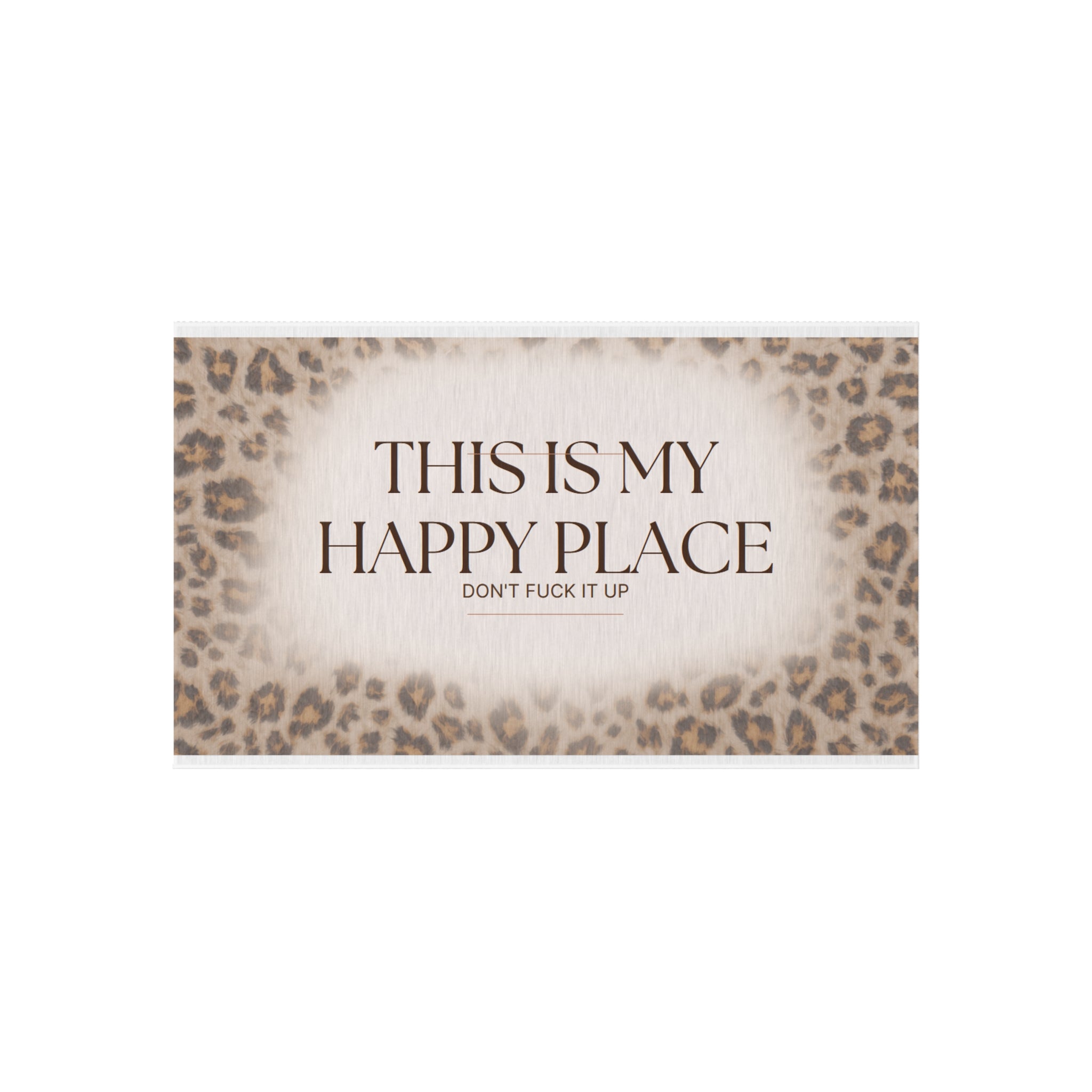 Outdoor Rug — "This Is My Happy Place" Leopard Print Doormat