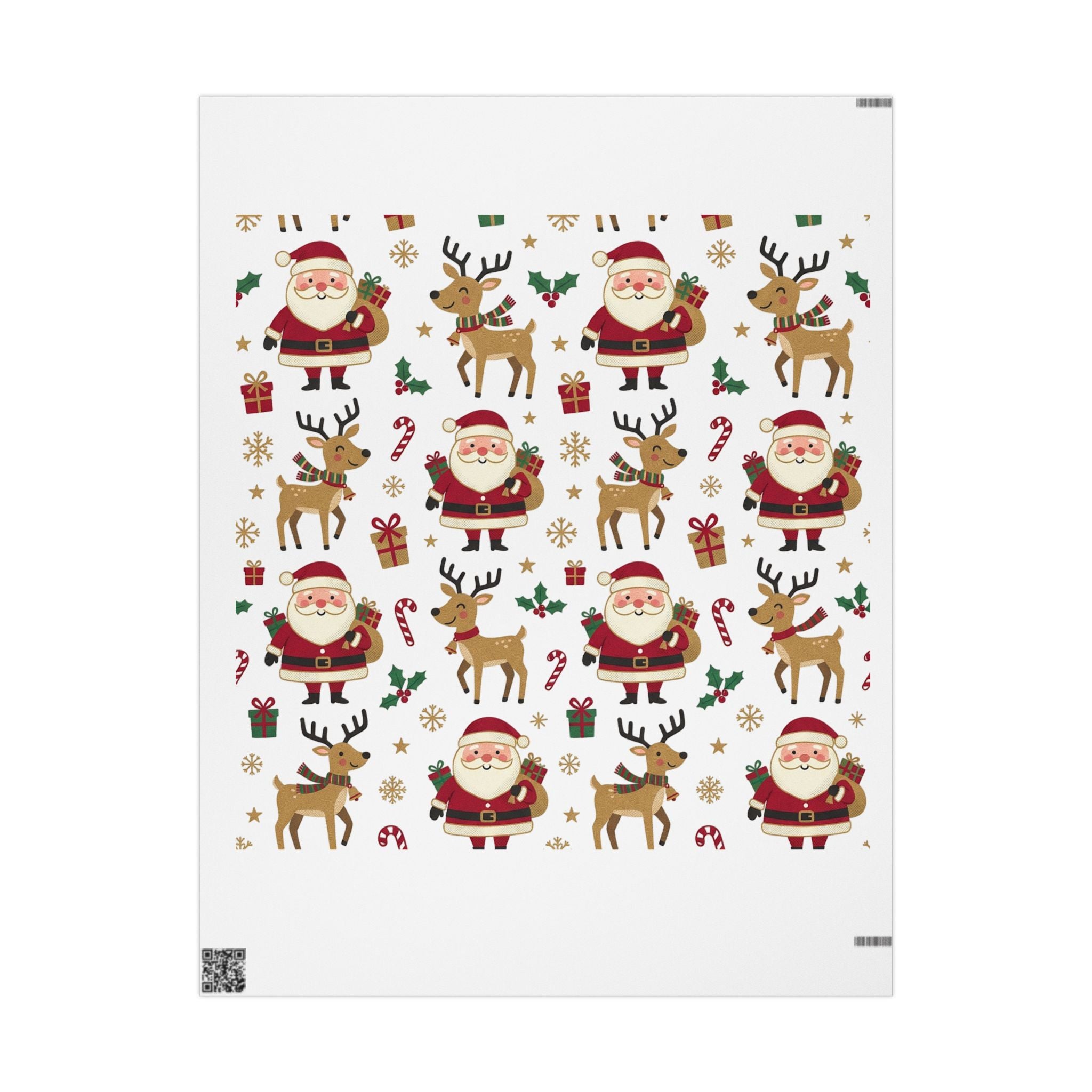 Christmas Santa & Reindeer Wrapping Paper — Festive Gift Wrap Roll